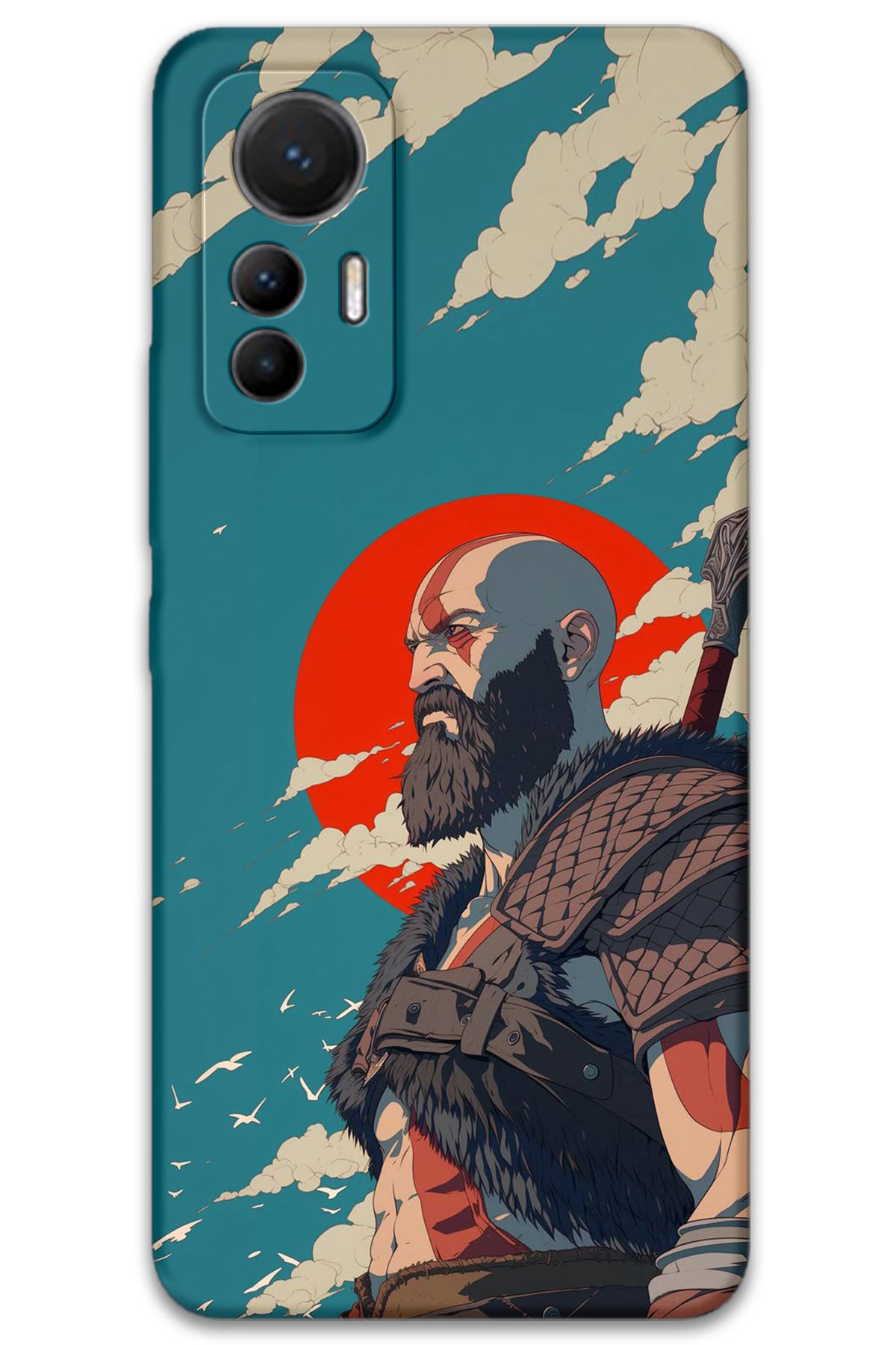 Gramaphone Xiaomi Mi 12 Lite Uyumlu Kratos Desenli Telefon Kılıfı + Ekran Koruyucu - 5824