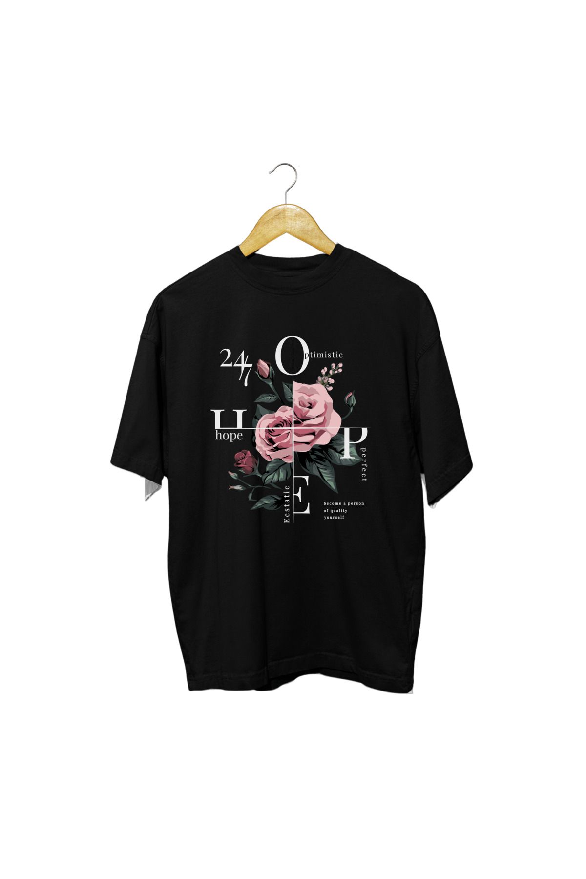 ick artwear HOPE GÜL BASKILI ULTRA COMFORT OVERSIZE TSHIRT – 30/1 SÜPREM PENYE