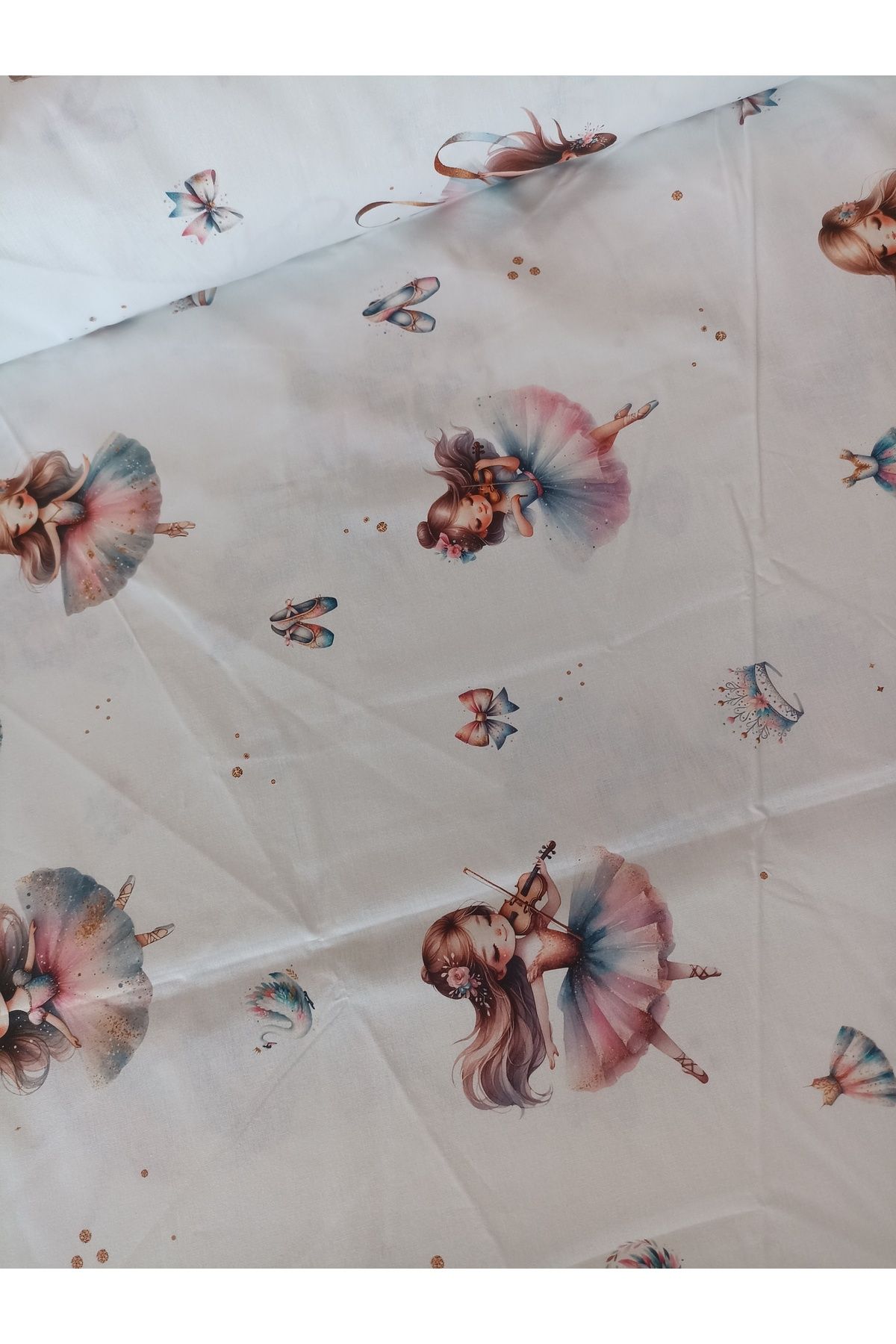 ida design store Dijital Prenses Baskılı %100 Pamuk Poplin Kumaş 100x240