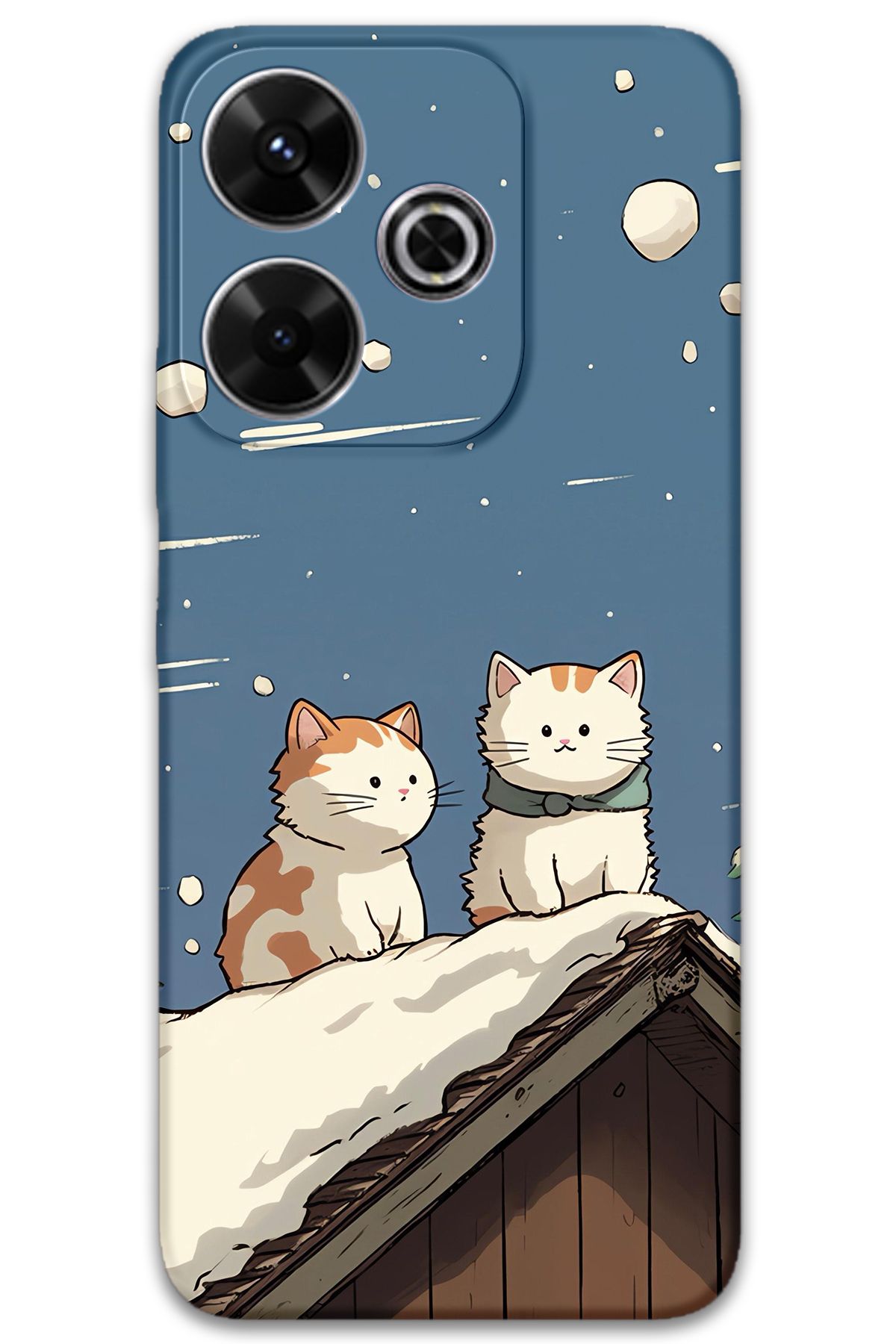 Gramaphone Xiaomi Redmi 13 Uyumlu Kedi Desenli Telefon Kılıfı + Ekran Koruyucu - 5780