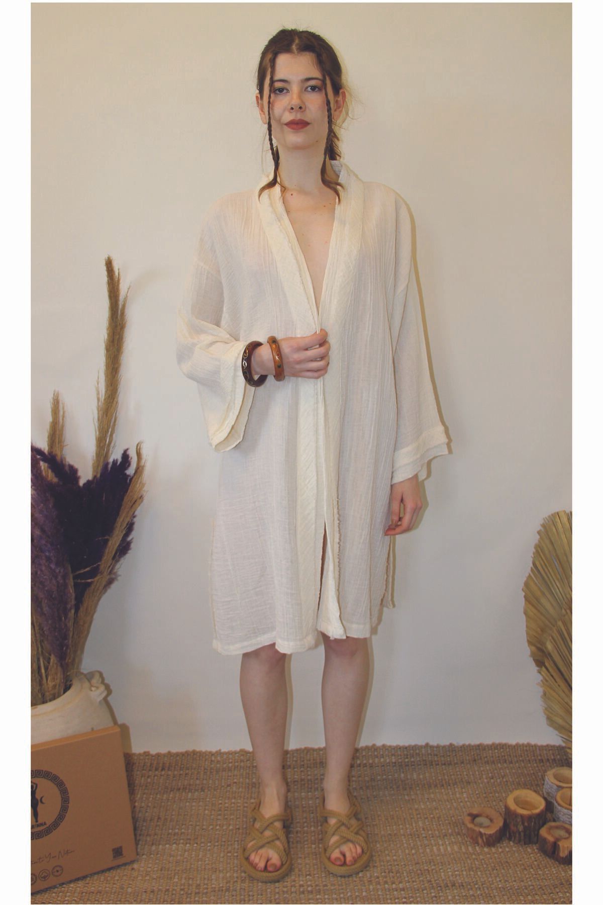 ARİNNASİDE Müslin Püskül Detaylı Kimono