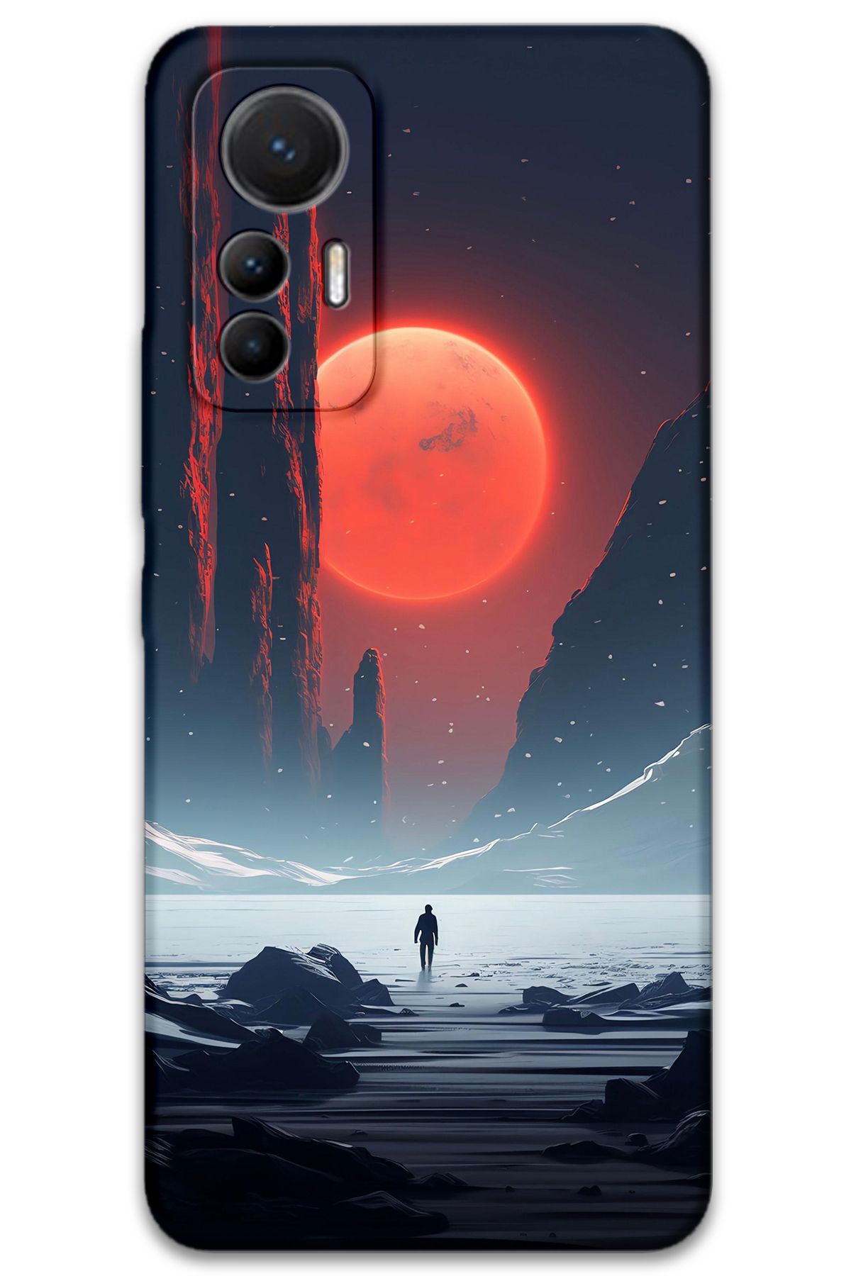 Gramaphone Xiaomi Mi 12 Lite Uyumlu Uzay Desenli Telefon Kılıfı + Ekran Koruyucu - 5861