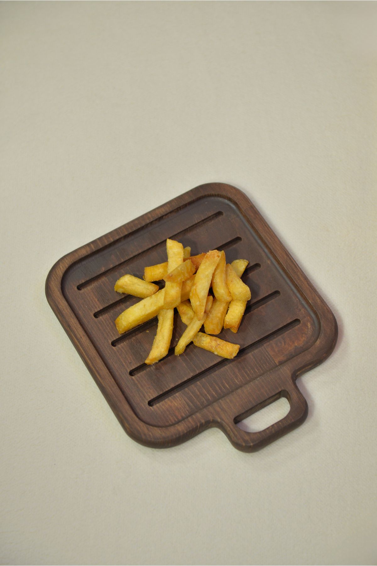 Famwoodart Ahşap Çizgili Kare Kızartma Tabağı