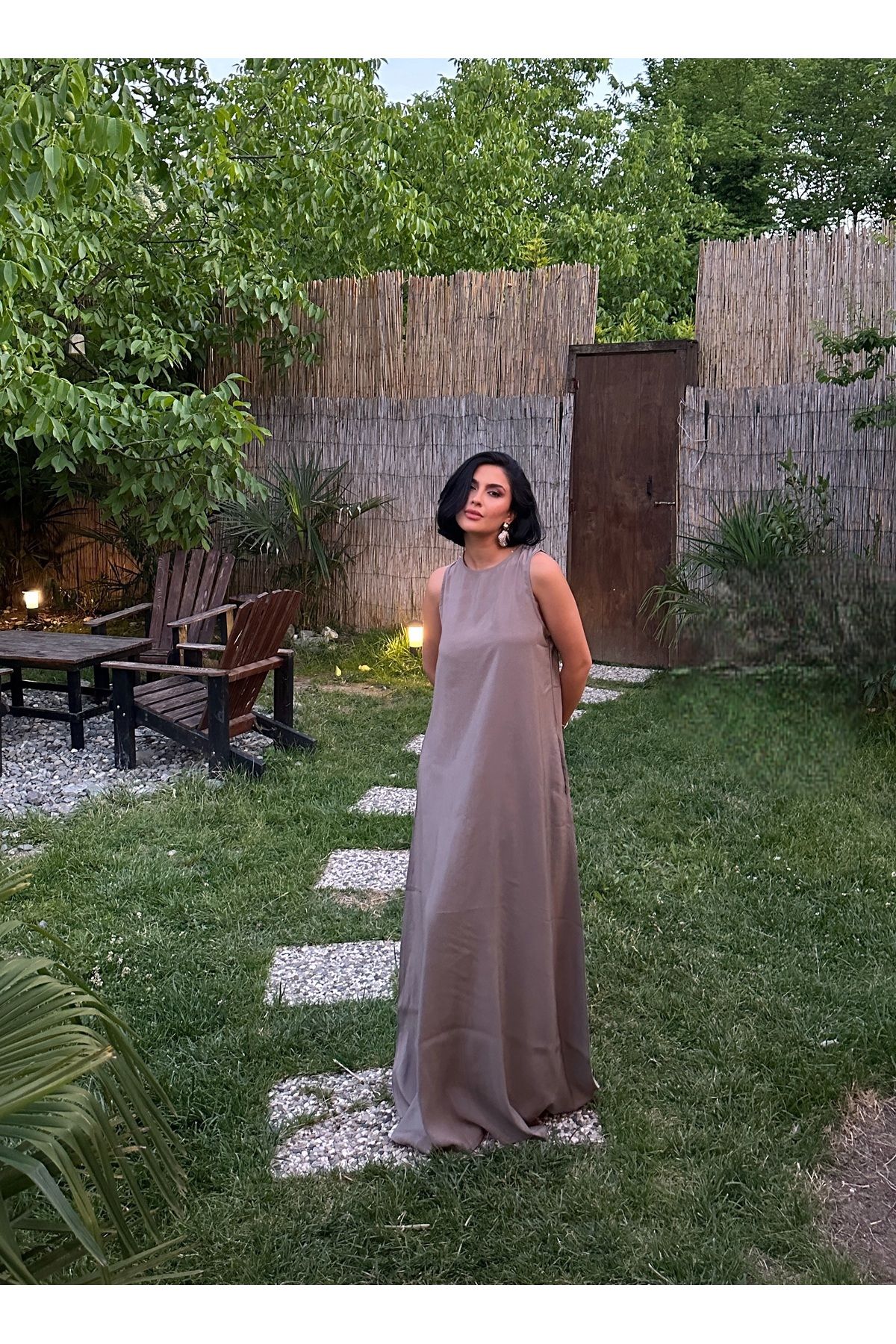 MY LİKA MODAL DÜZ UZUN ELBİSE