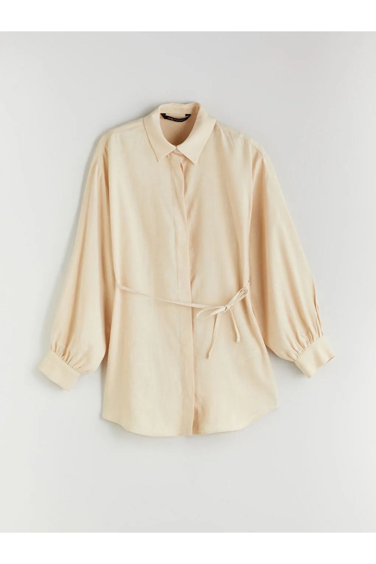 LC Waikiki LCW Modest Ekru Keten Karışımlı Kadın Gömlek Tunik