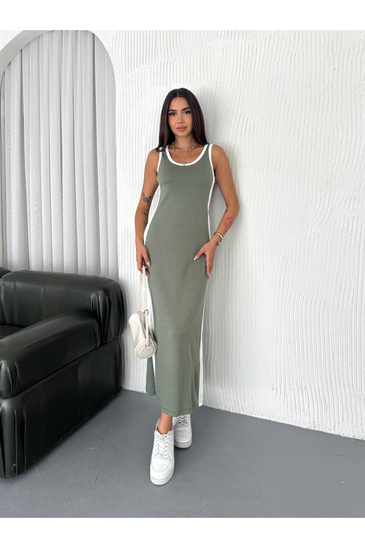 Laren Modal kumaş kolsuz spor günlük elbise