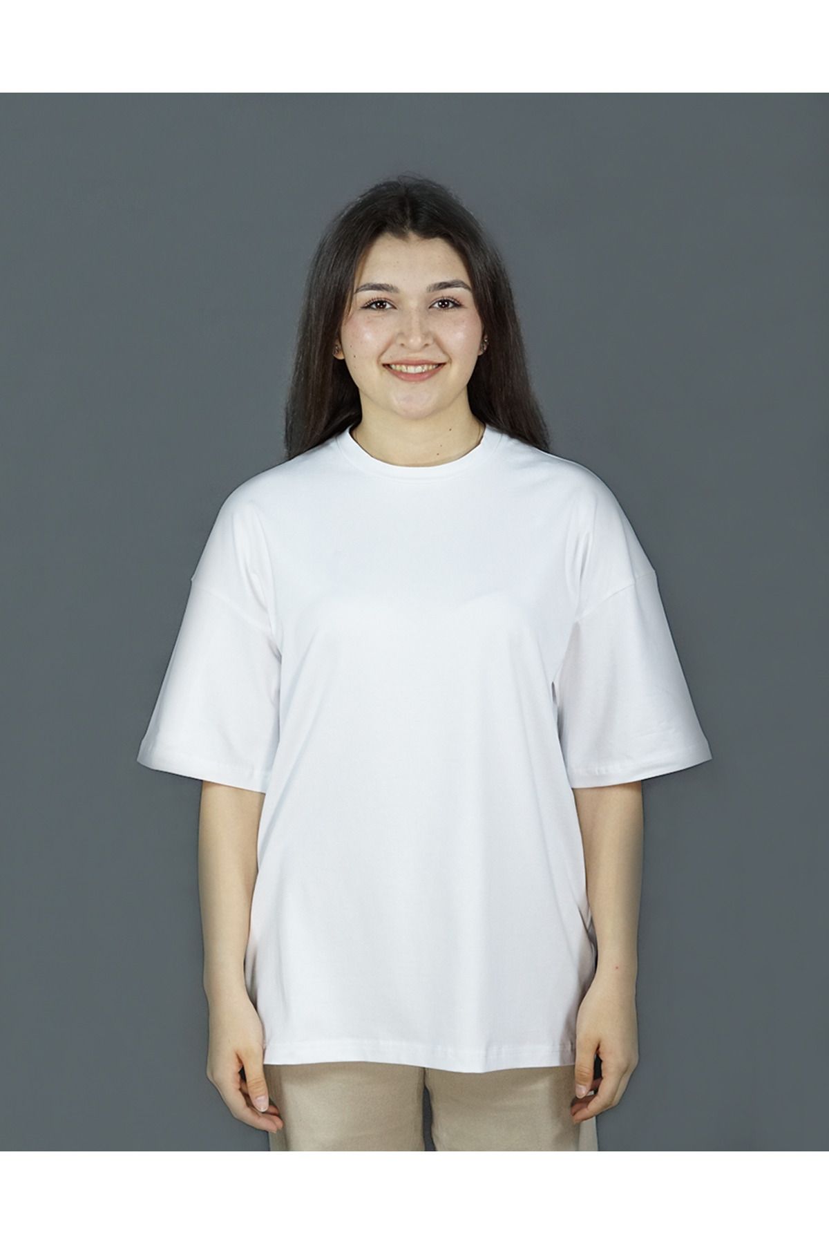 duck store Basic | Premium Beyaz Renk Kadın T-shirt | Oversize