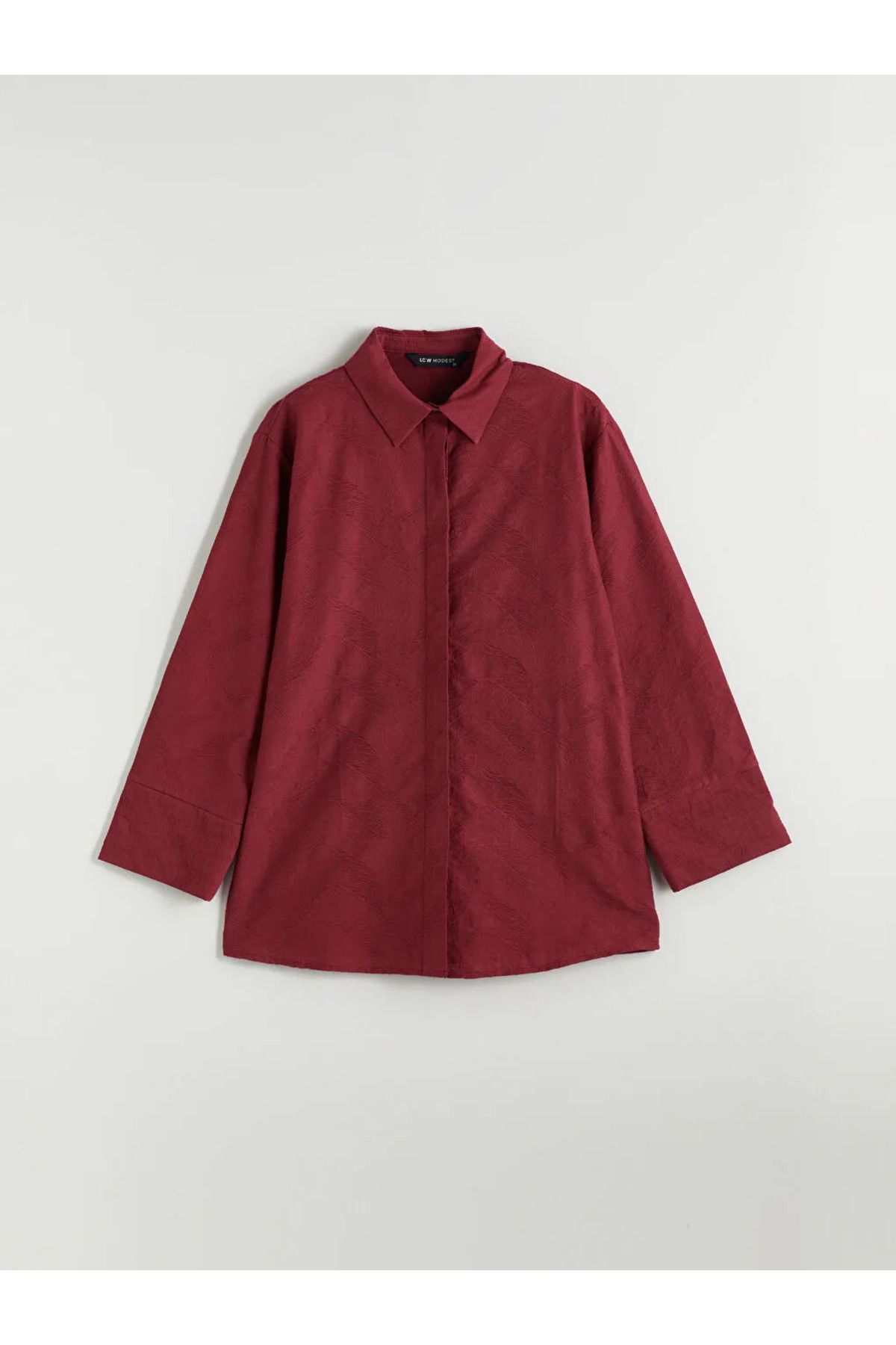 LC Waikiki LCW Modest Bordo Dokulu Kadın Gömlek Tunik