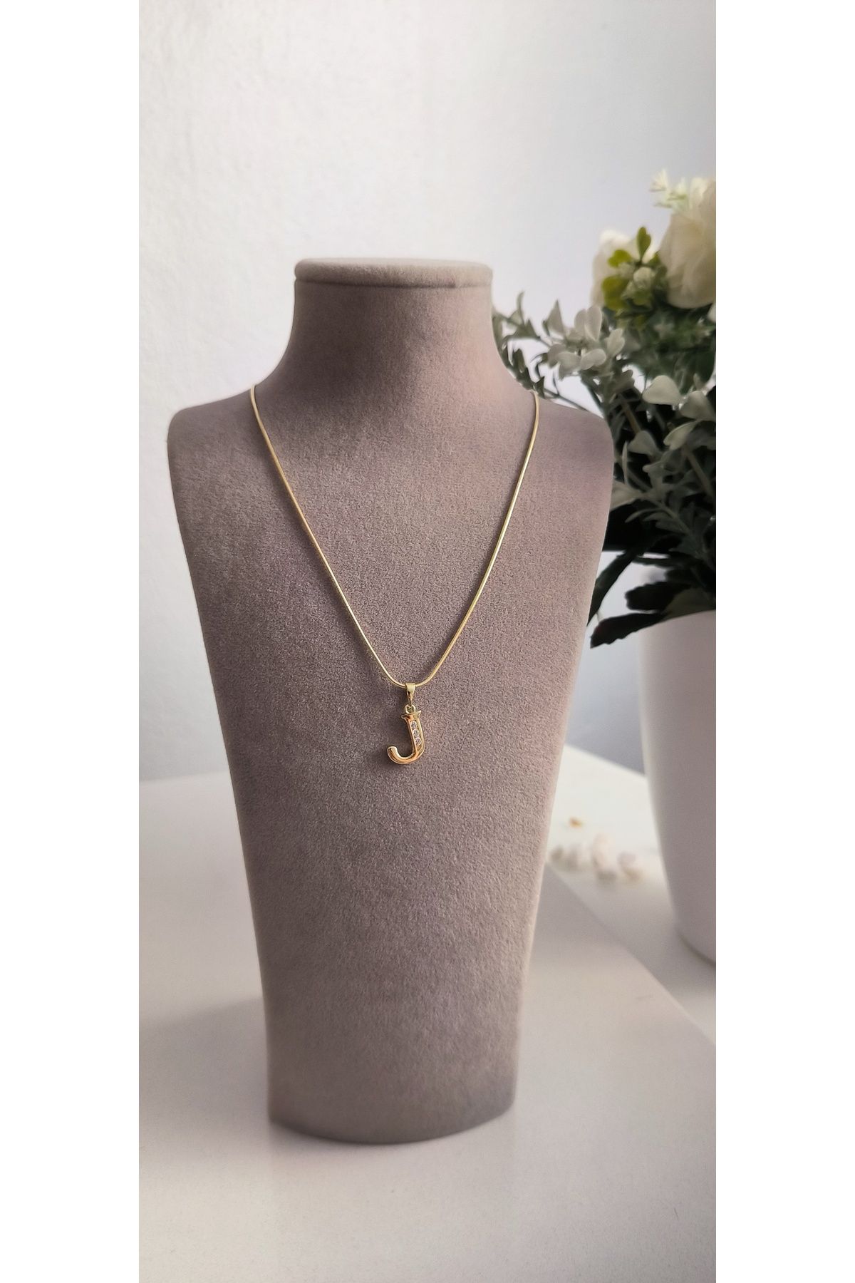 xUPING Altın Kaplama J Harfi Kolye Kararmaz 14K Rengindedir 45cm