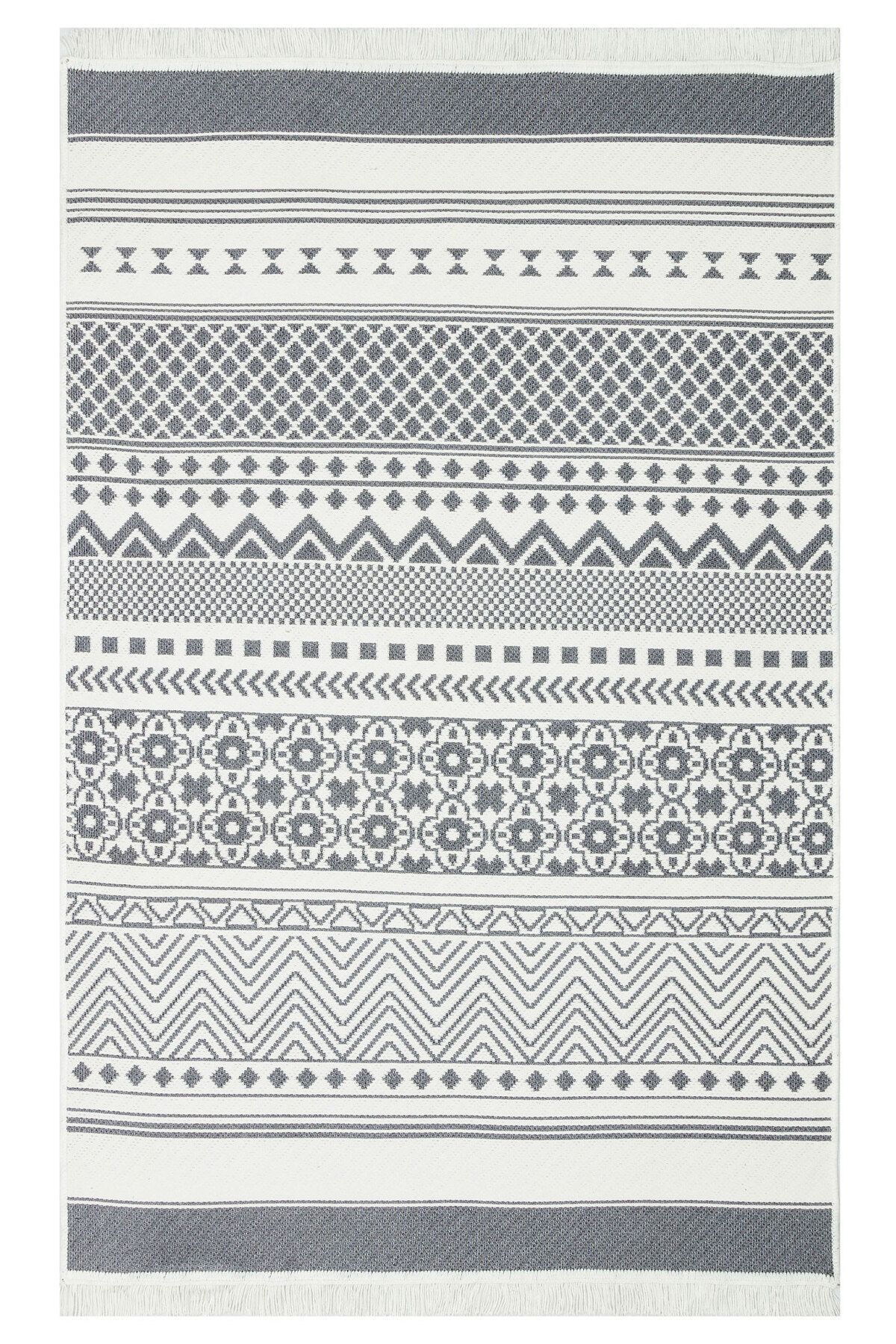 Eko Halı MAYER HALI ARYA 07 GREY Yıkanabilir Çift Taraflı Modern Desenli Dokuma Kilim