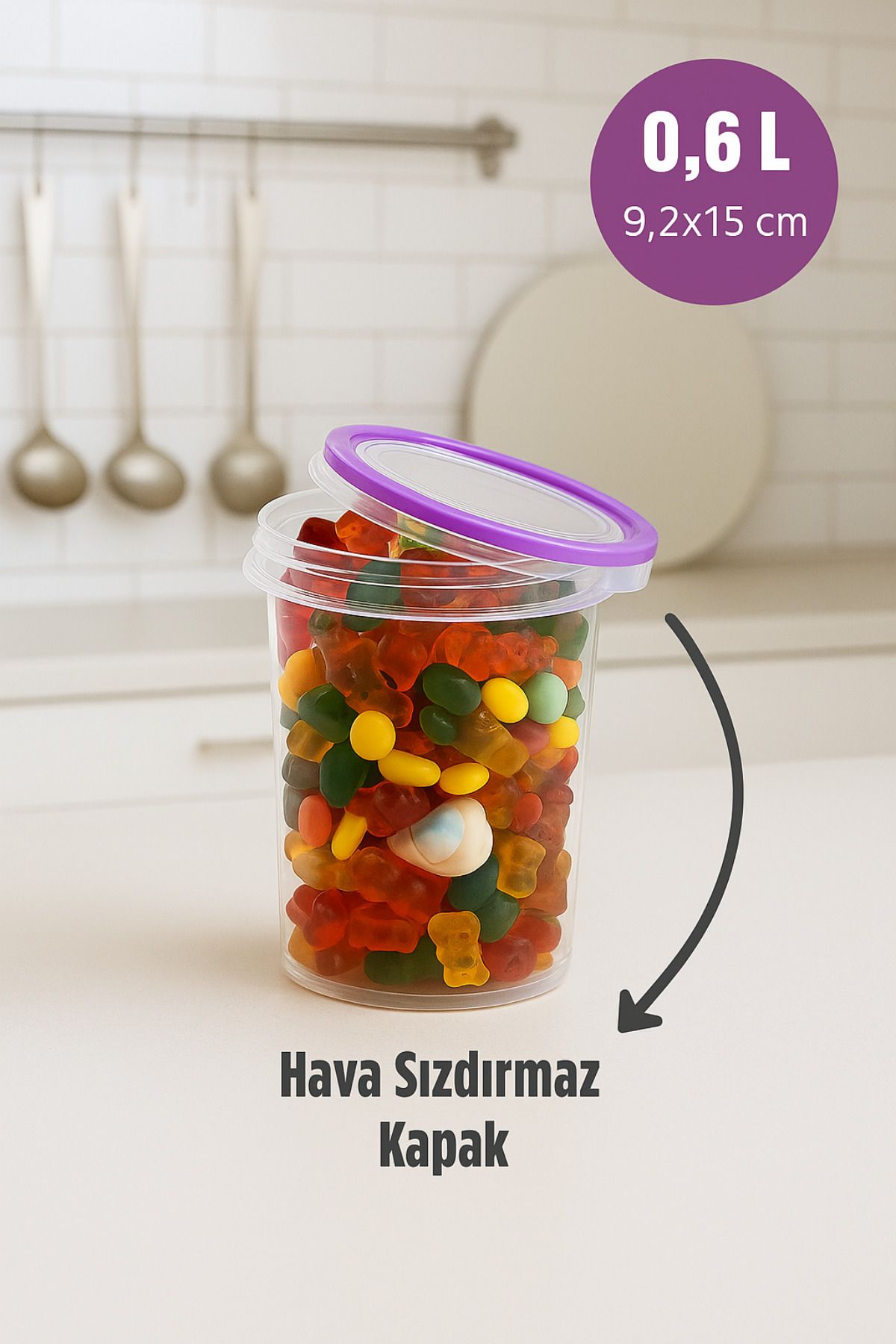 Melkan Home Vidalı Kapaklı Contalı Derin Saklama Kabı - 0,6 Litre - Tekli Hava Sızdırmaz Saklama Kutusu
