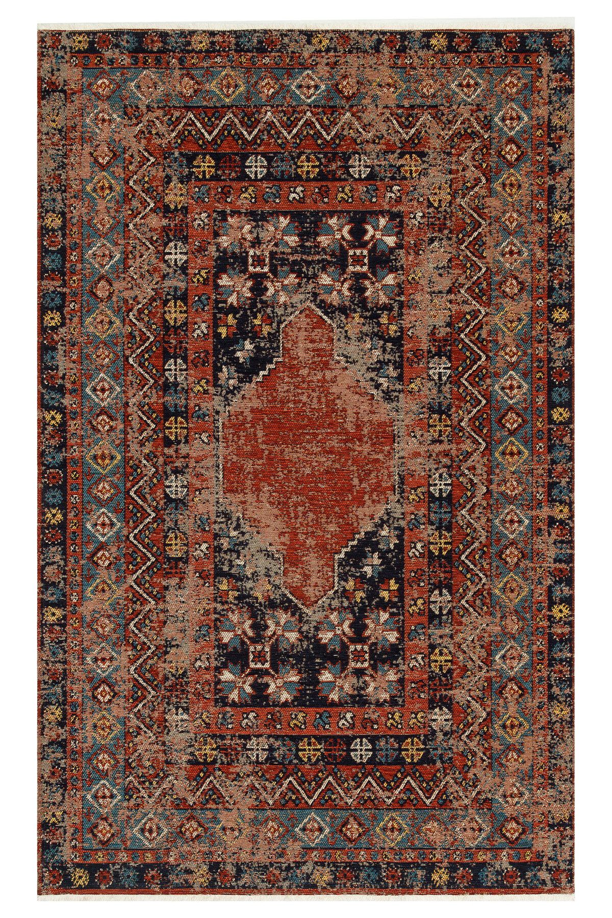 Eko Halı MAYER HALI ANADOLU KİLİM 04 MULTY Anadolu Antik Desenli Yıkanabilir Kaymaz Tabanlı Etnik Kilim