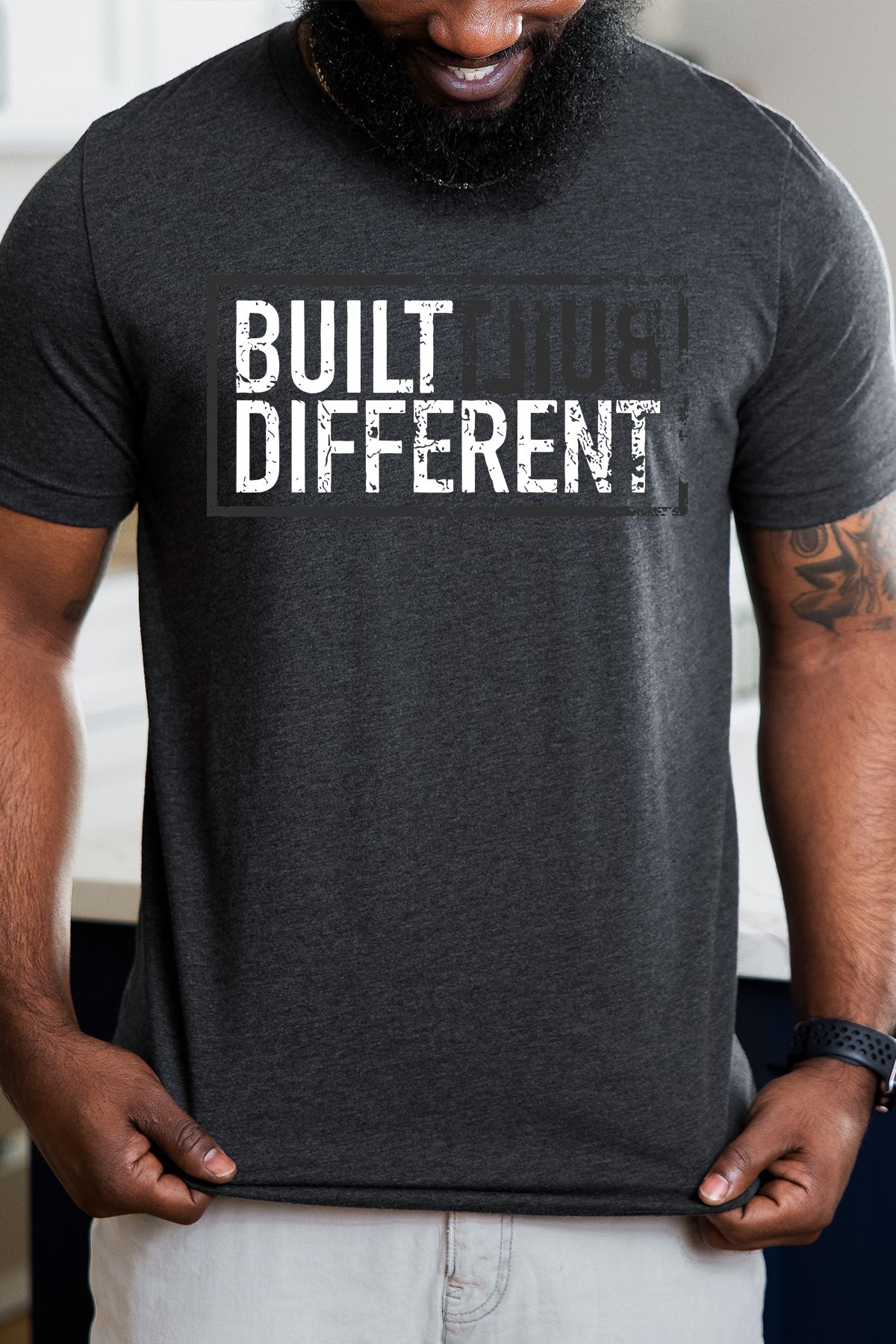 uniqwo Unisex Built Different Baskılı Motivasyon %100 Pamuk Premium Regular T-Shirt