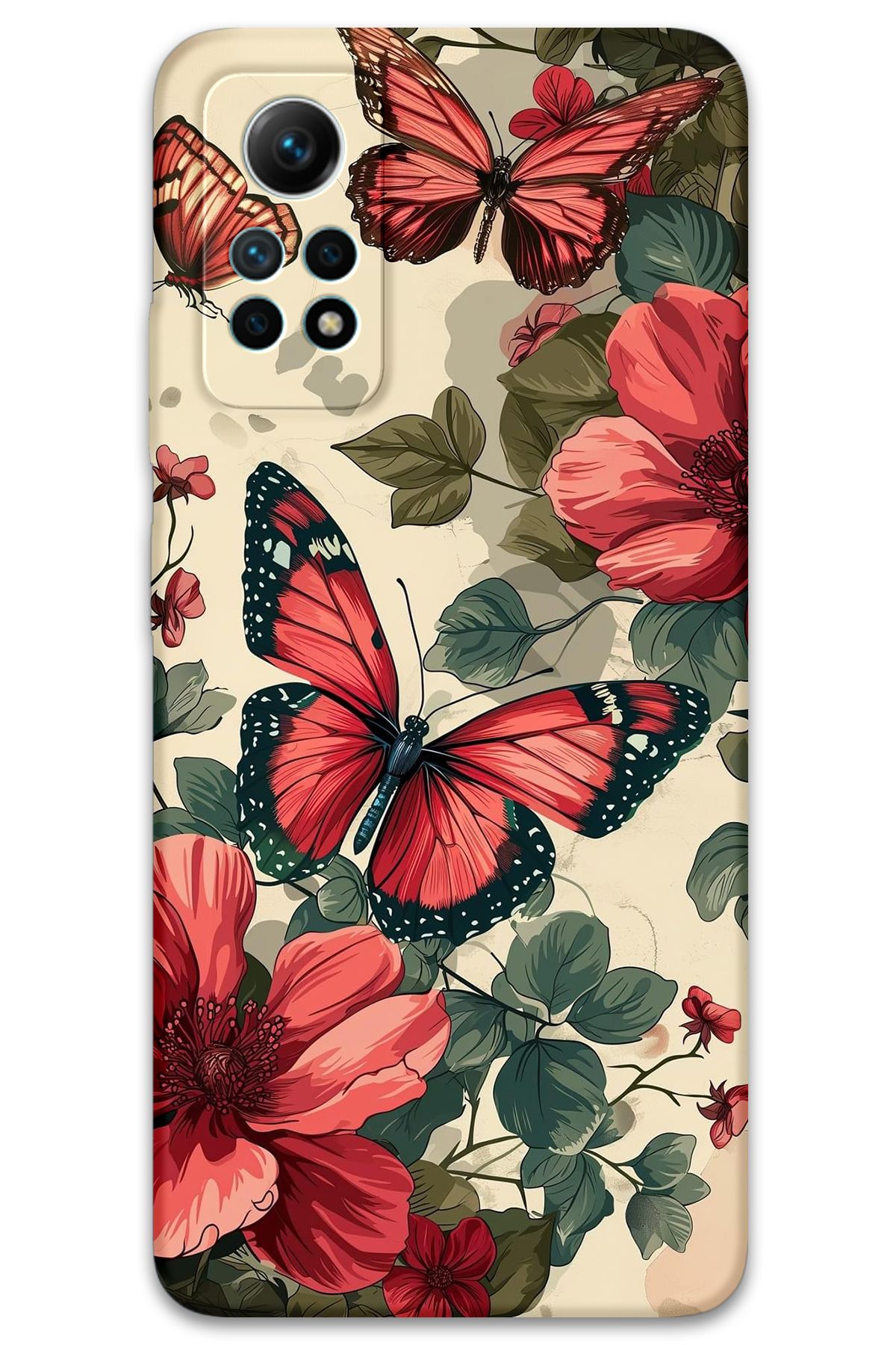 Gramaphone Xiaomi Redmi Note 12 Pro 4G Uyumlu Kelebek Desenli Telefon Kılıfı + Ekran Koruyucu - 5795