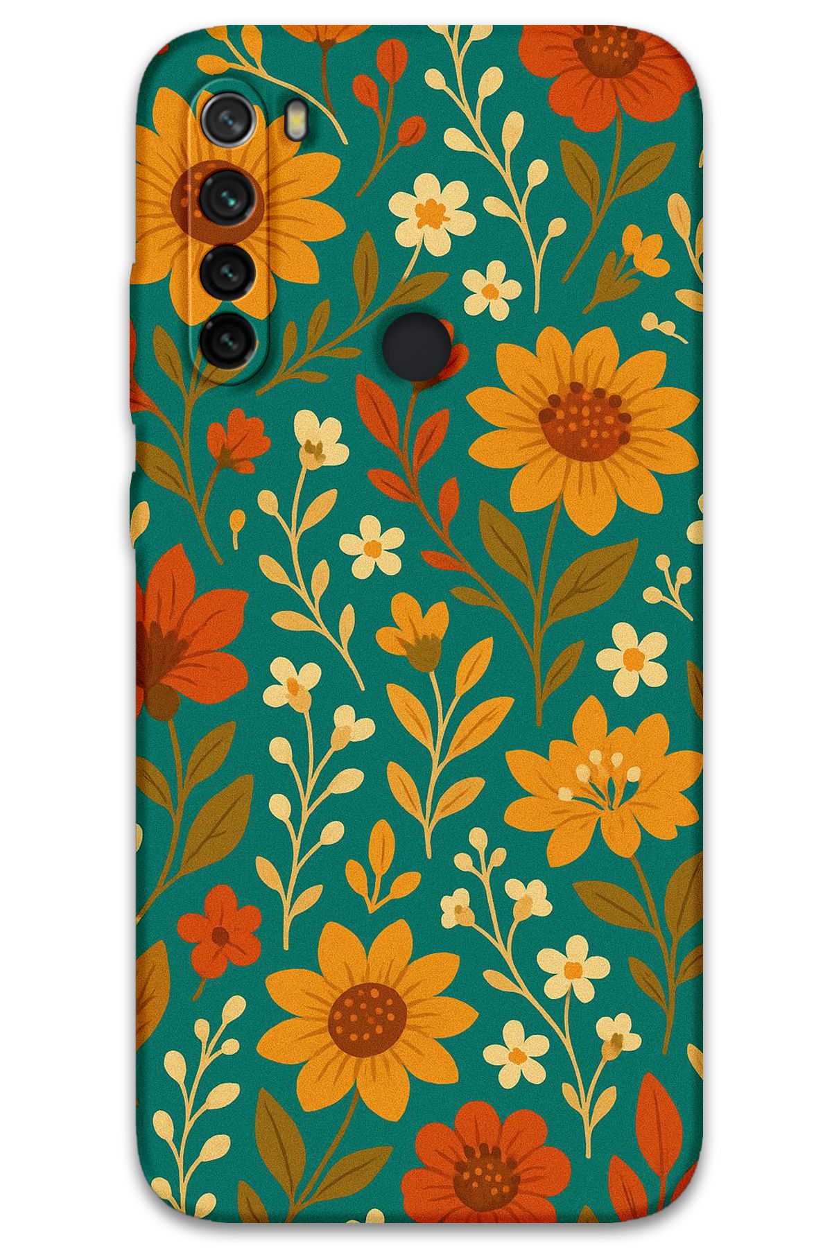 Gramaphone Xiaomi Redmi Note 8 Uyumlu Çiçek Desenli Telefon Kılıfı + Ekran Koruyucu - 5786