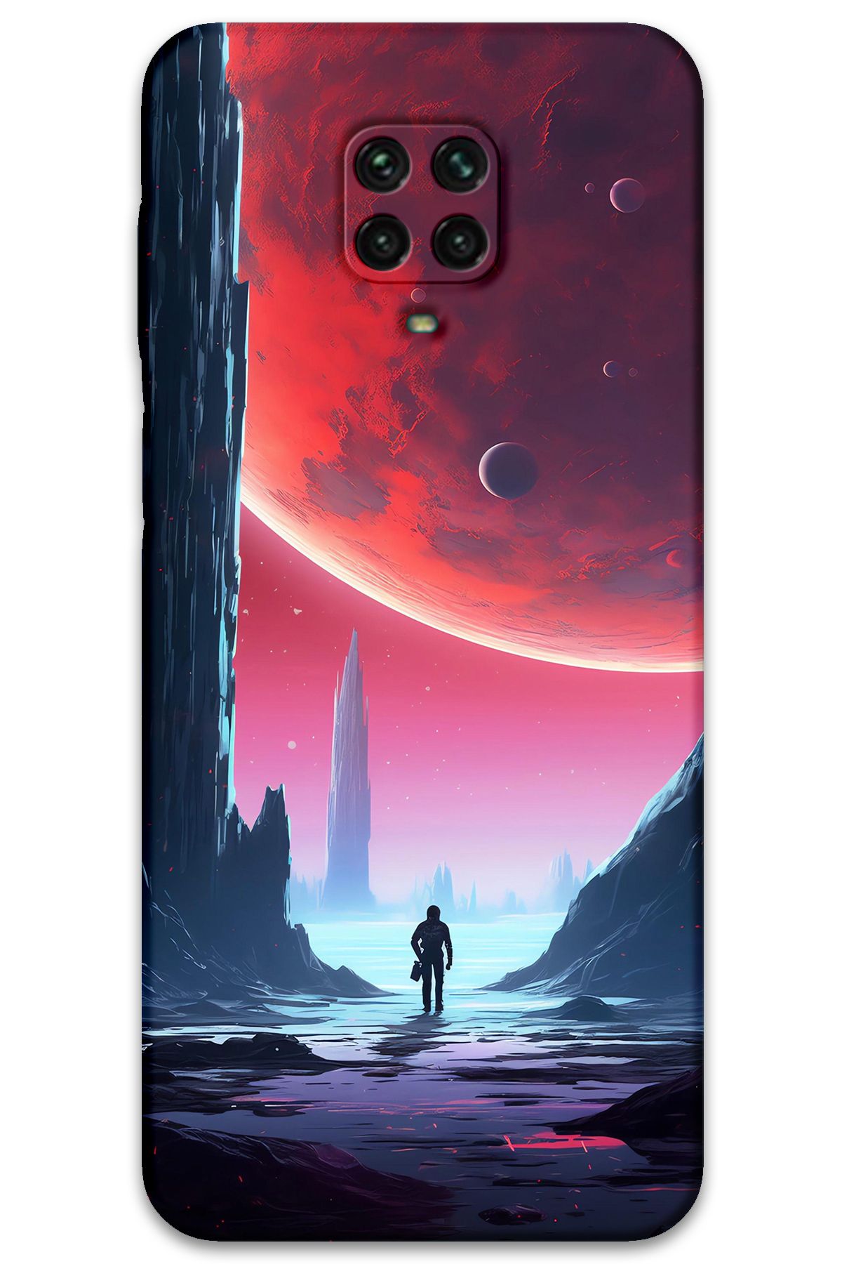 Gramaphone Xiaomi Redmi Note 9 Pro Uyumlu Uzay Desenli Telefon Kılıfı + Ekran Koruyucu - 5860