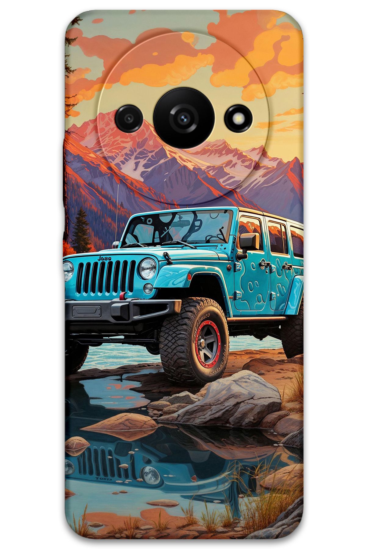 Gramaphone Xiaomi Redmi A3 Uyumlu Araba Desenli Telefon Kılıfı + Ekran Koruyucu - 5758