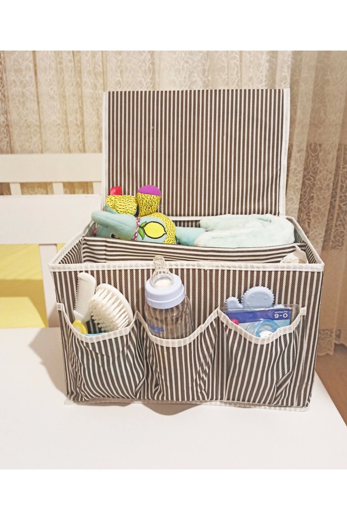 ÇERÇİCİ Bebek Beşik Başucu Düzenleyici Kapaklı 5 Bölmeli Organizer