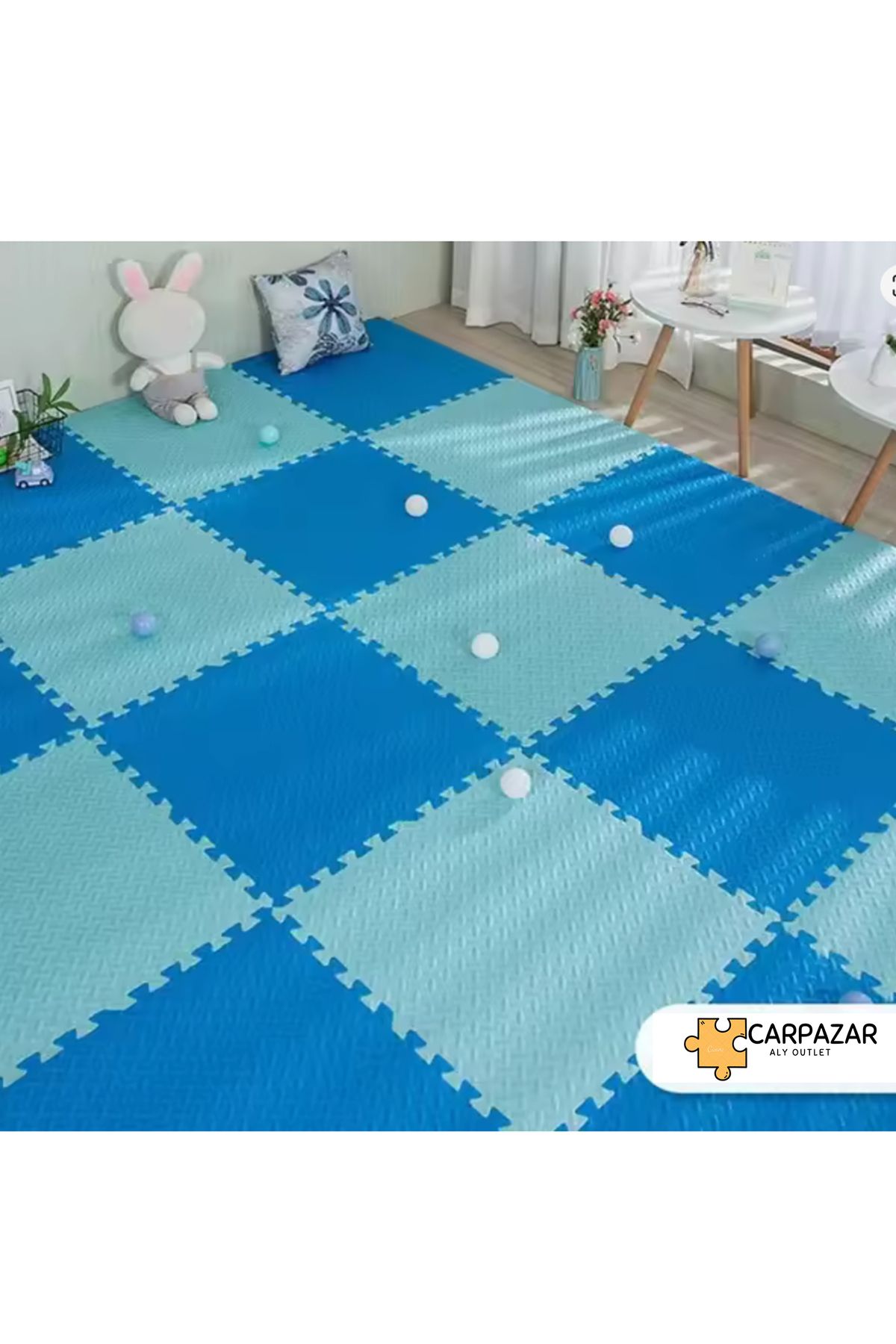 CARPAZAR 6'lı Set Zemin Kaplama Eva Tatami Minder Mat Oyun Spor Egzersiz Yoga Damla Desen 50x50 13mm 6 adet