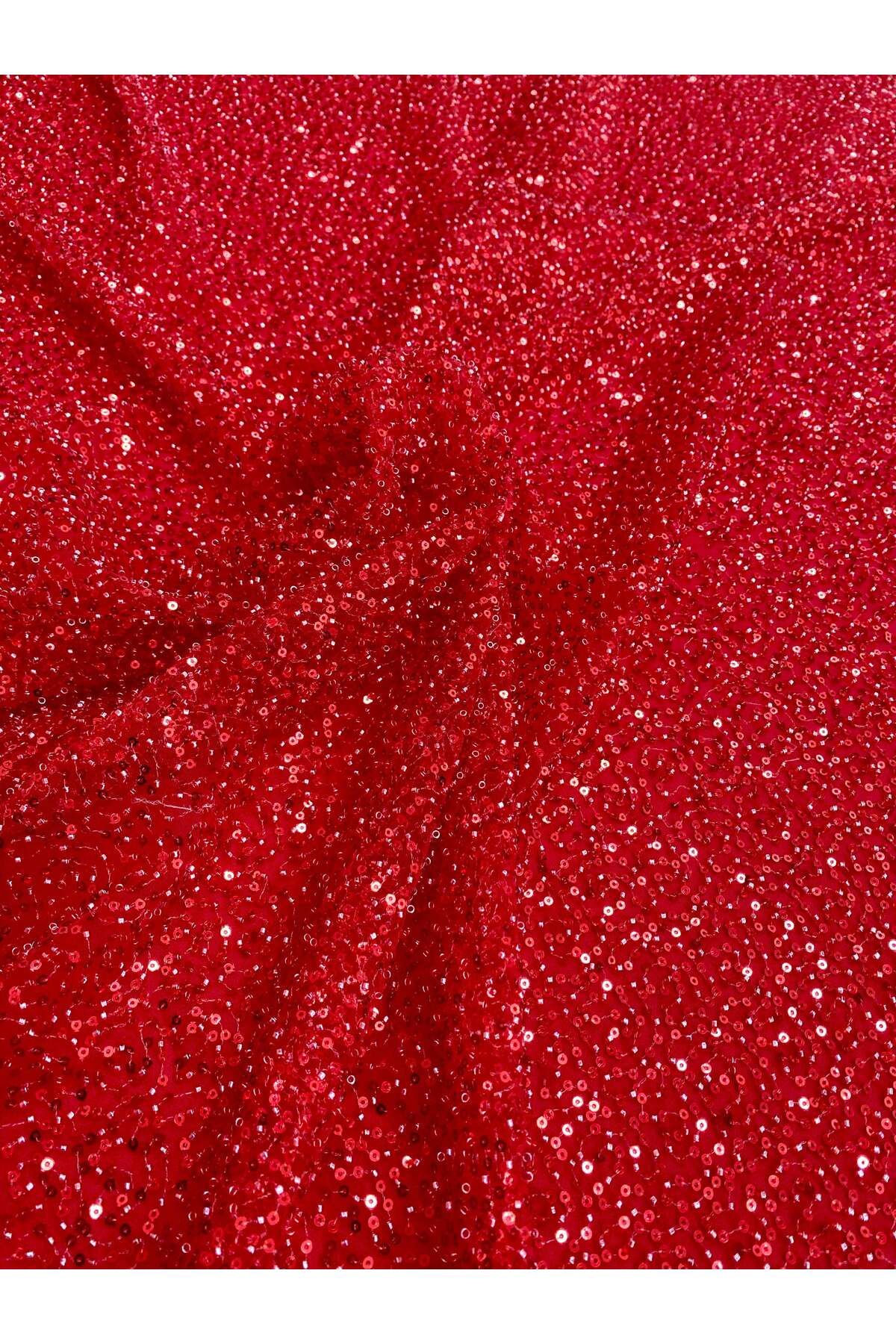 Luxuro-Red Couture Lace with General Pattern, Beads and Sequins 6