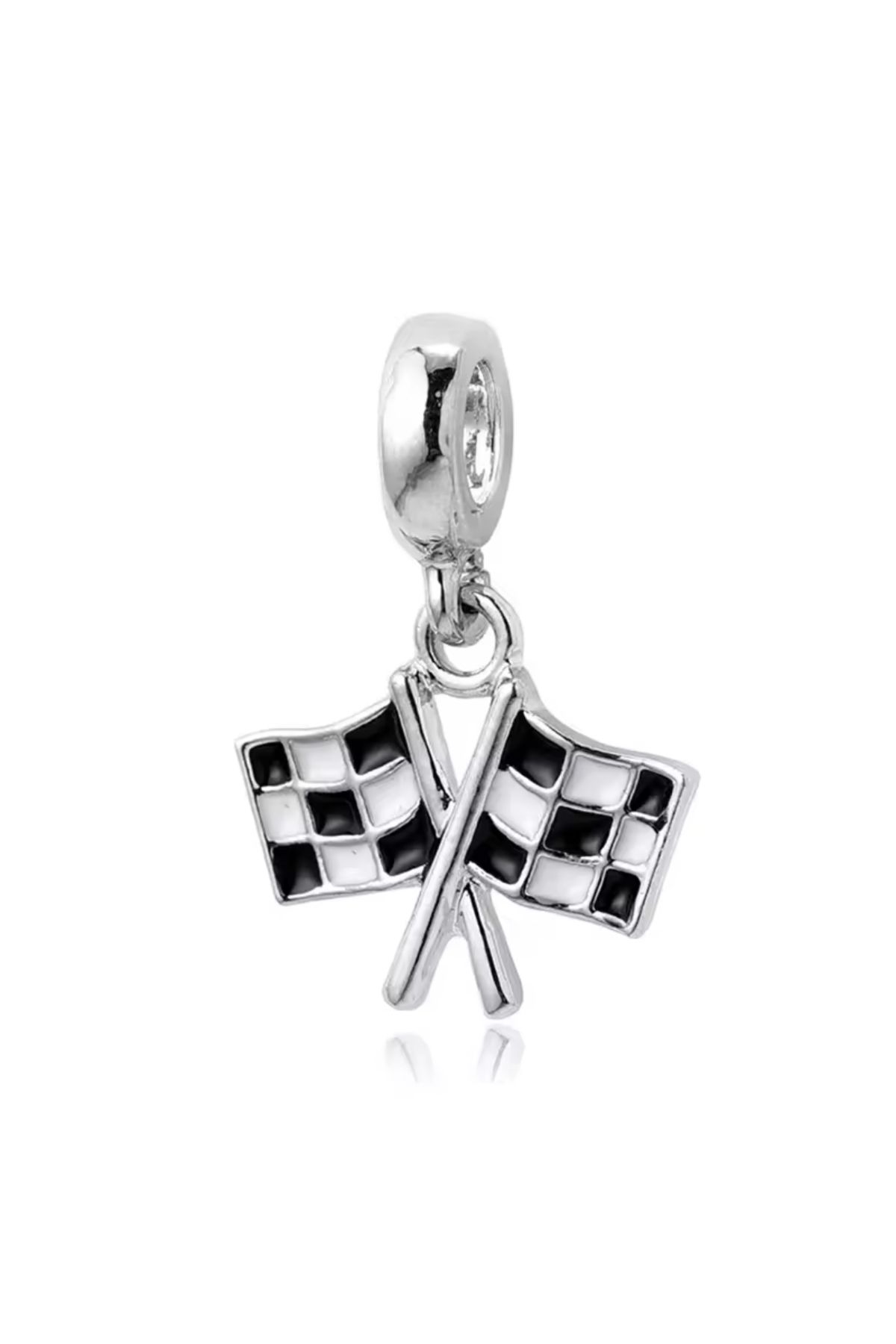 Es Silver Damalı Yarış Bayrağı Charm / 925 ayar gümüş
