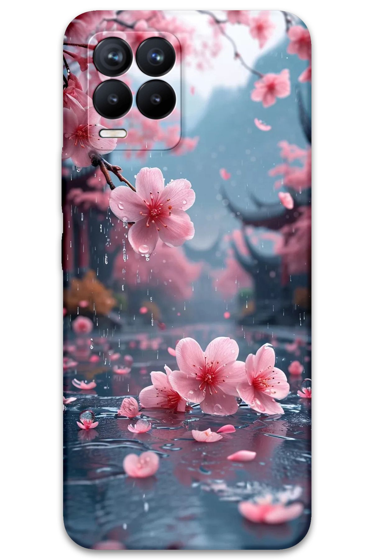 Gramaphone Realme 8 Uyumlu Çiçek Desenli Telefon Kılıfı + Ekran Koruyucu - 5794