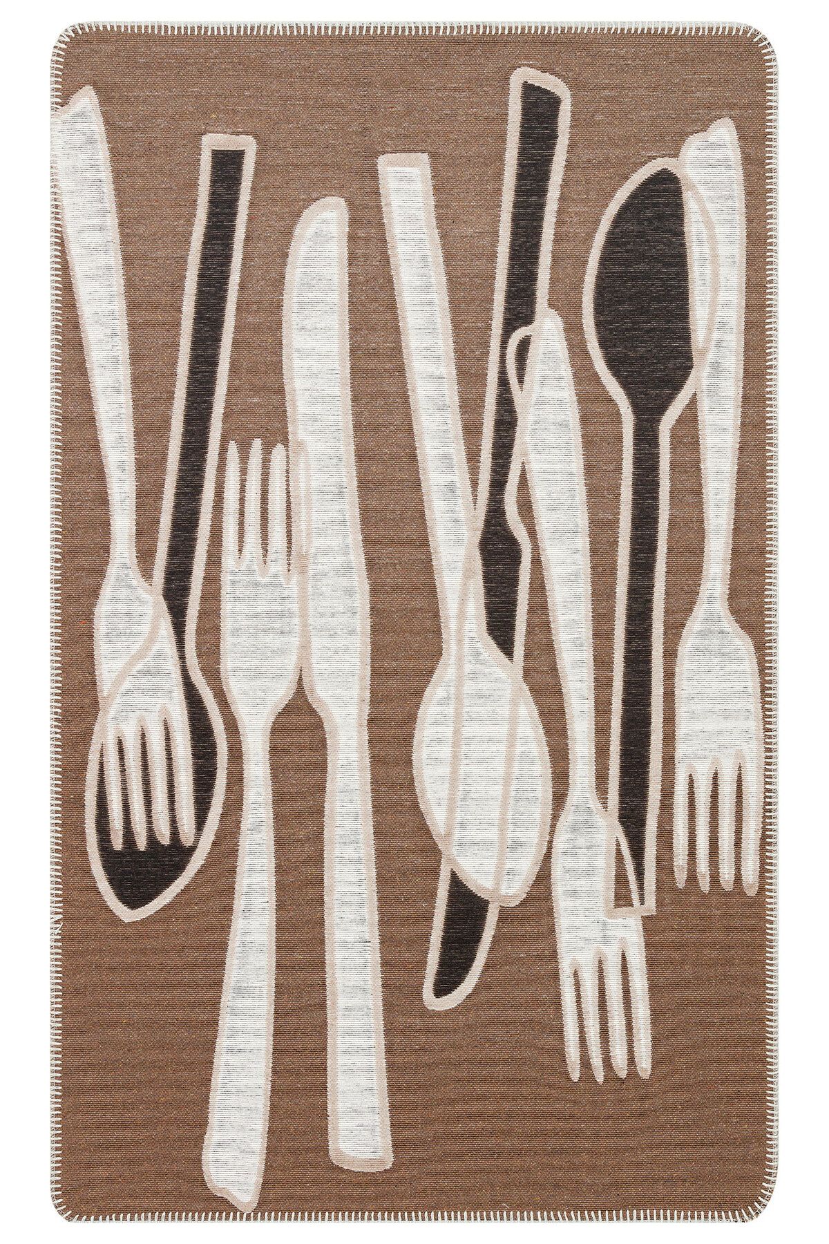 Eko Halı MAYER HALI ARYA NEO 06 BROWN WHITE Yıkanabilir Kaymaz Tabanlı Modern Pamuk Kilim