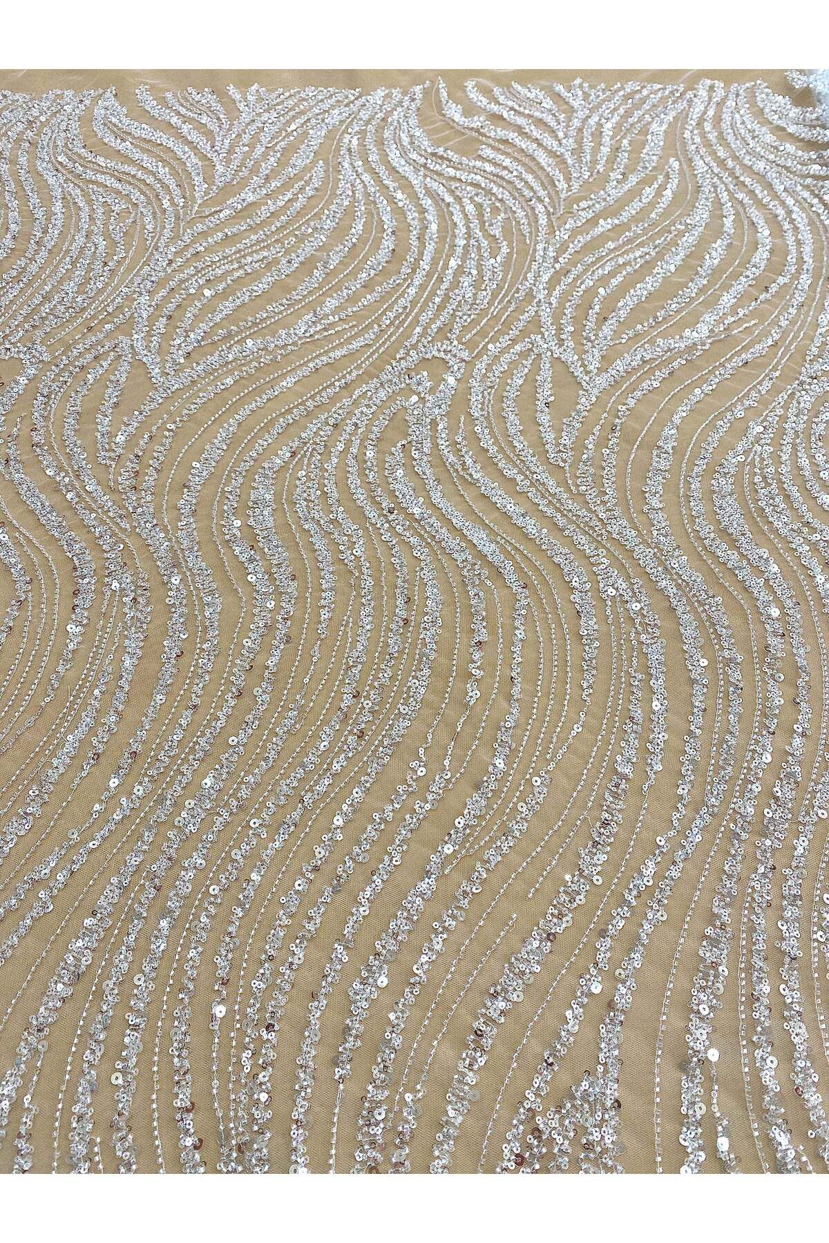 Luxuro-Couture Diamond Lace Linear Pattern, with Beads and Sequins 4