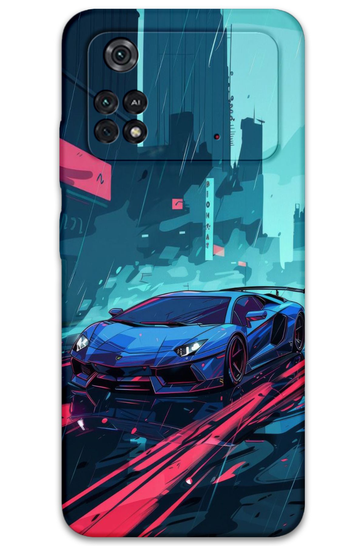 Gramaphone Poco M4 Pro 4G Uyumlu Araba Desenli Telefon Kılıfı + Ekran Koruyucu - 5763