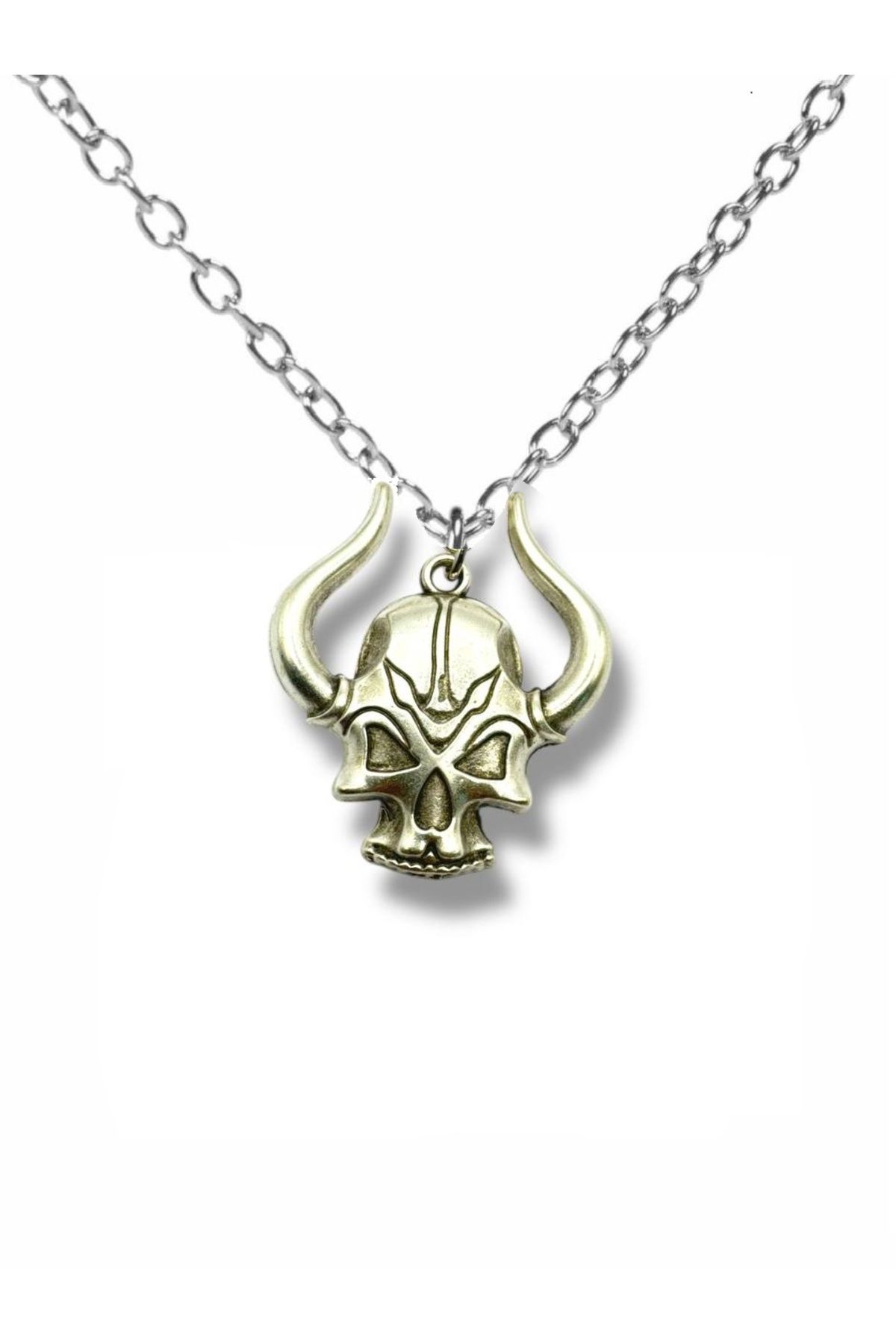 Herşey Nota Viking Kafası Kolye | Norse Mitoloji Unisex Metal Aksesuar – 60 cm Zincir