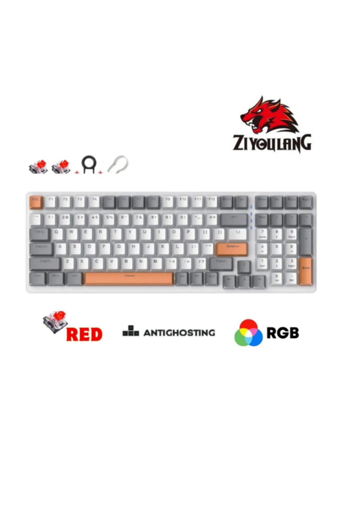 Hietech Kablolu Gaming Oyuncu Klavyesi K3 Mekanik 104 Tuş Pro Gaming Reinbow Red Switch Hot Swappable