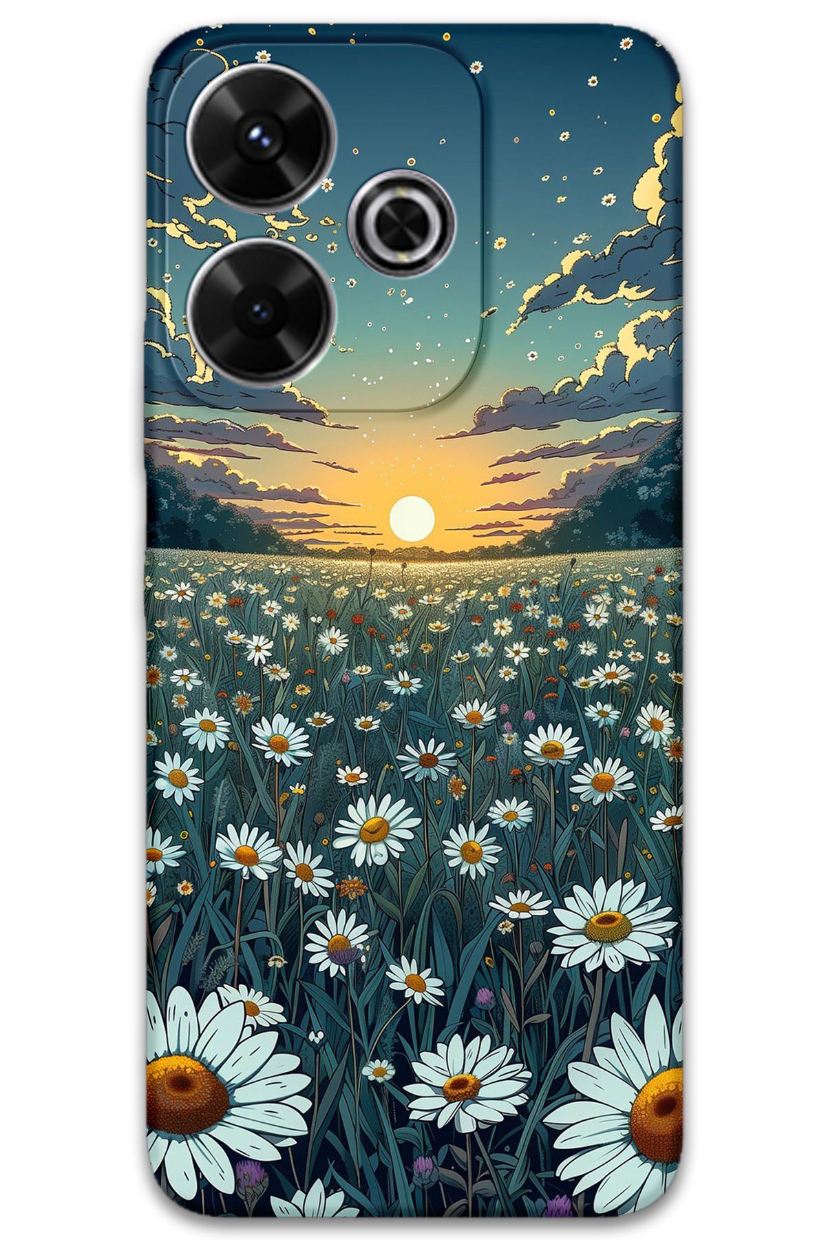 Gramaphone Xiaomi Redmi 13 Uyumlu Çiçek Desenli Telefon Kılıfı + Ekran Koruyucu - 5792