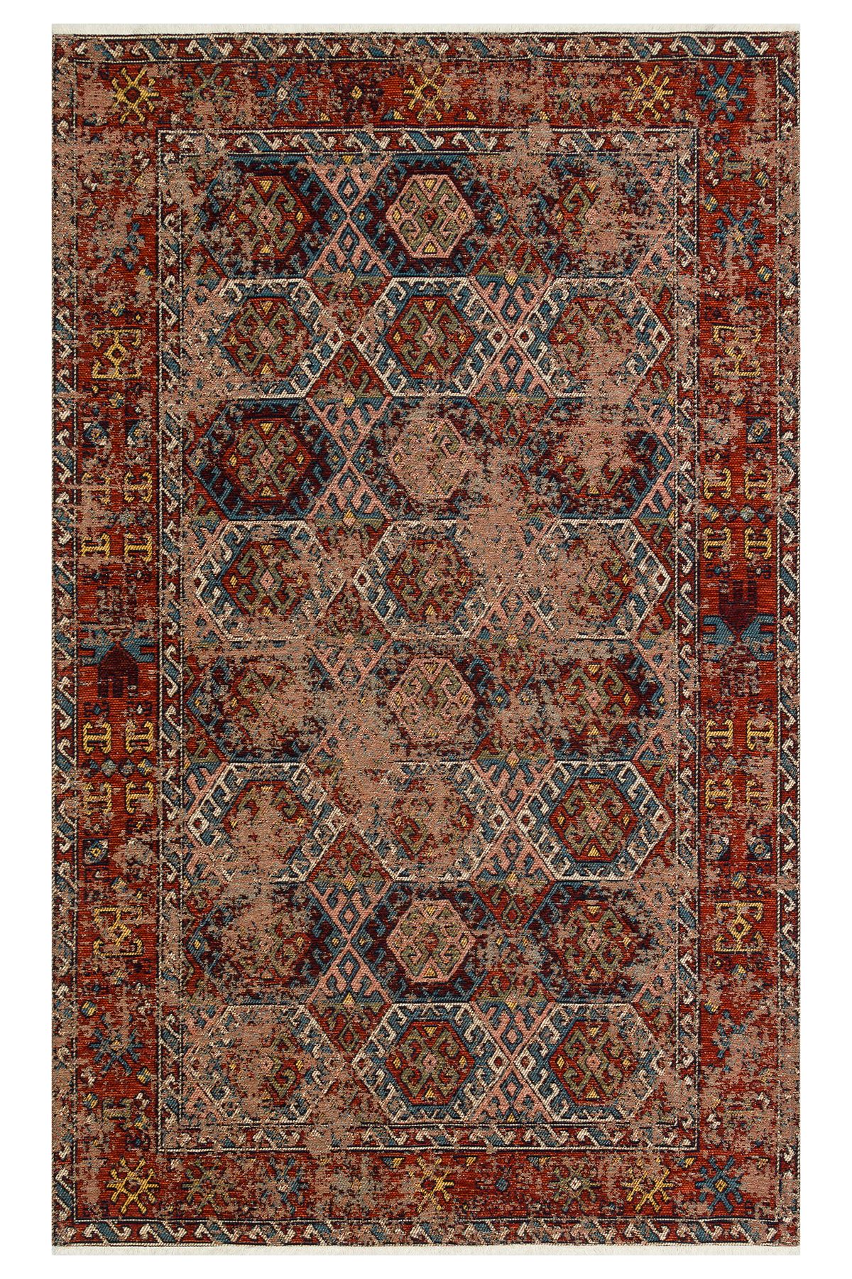 Eko Halı MAYER HALI ANADOLU KİLİM 03 MULTY Anadolu Antik Desenli Yıkanabilir Kaymaz Tabanlı Etnik Kilim