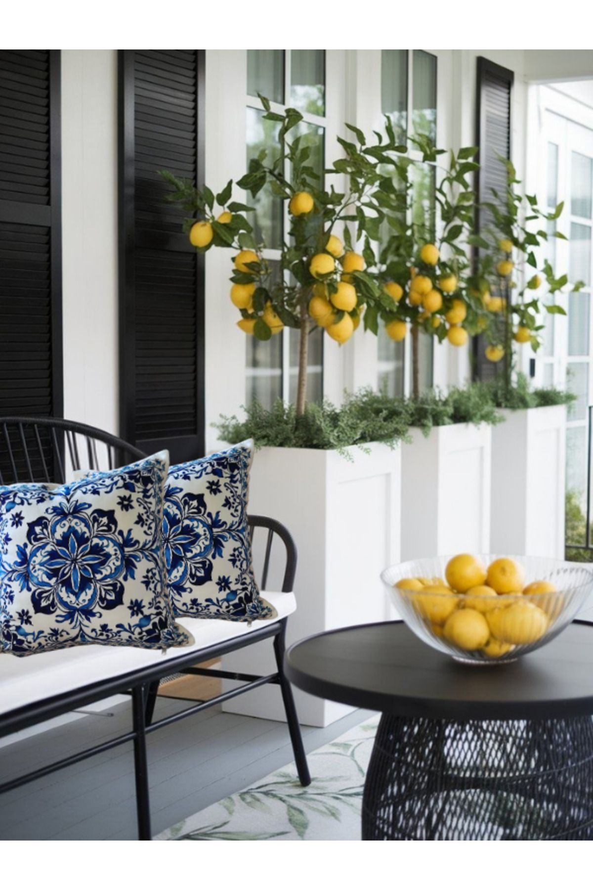 white rabbit home Amalfi Mavi Desenli Kırlent