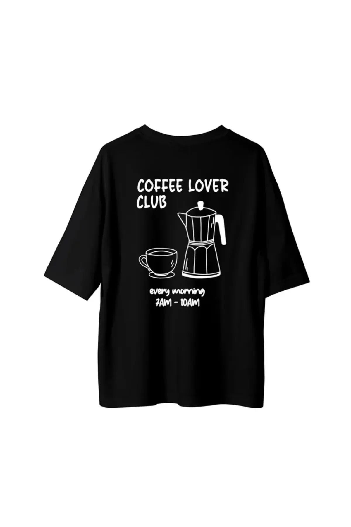 Koklonmoda Unisex Coffe Club Lover Baskılı Oversize T-Shirt