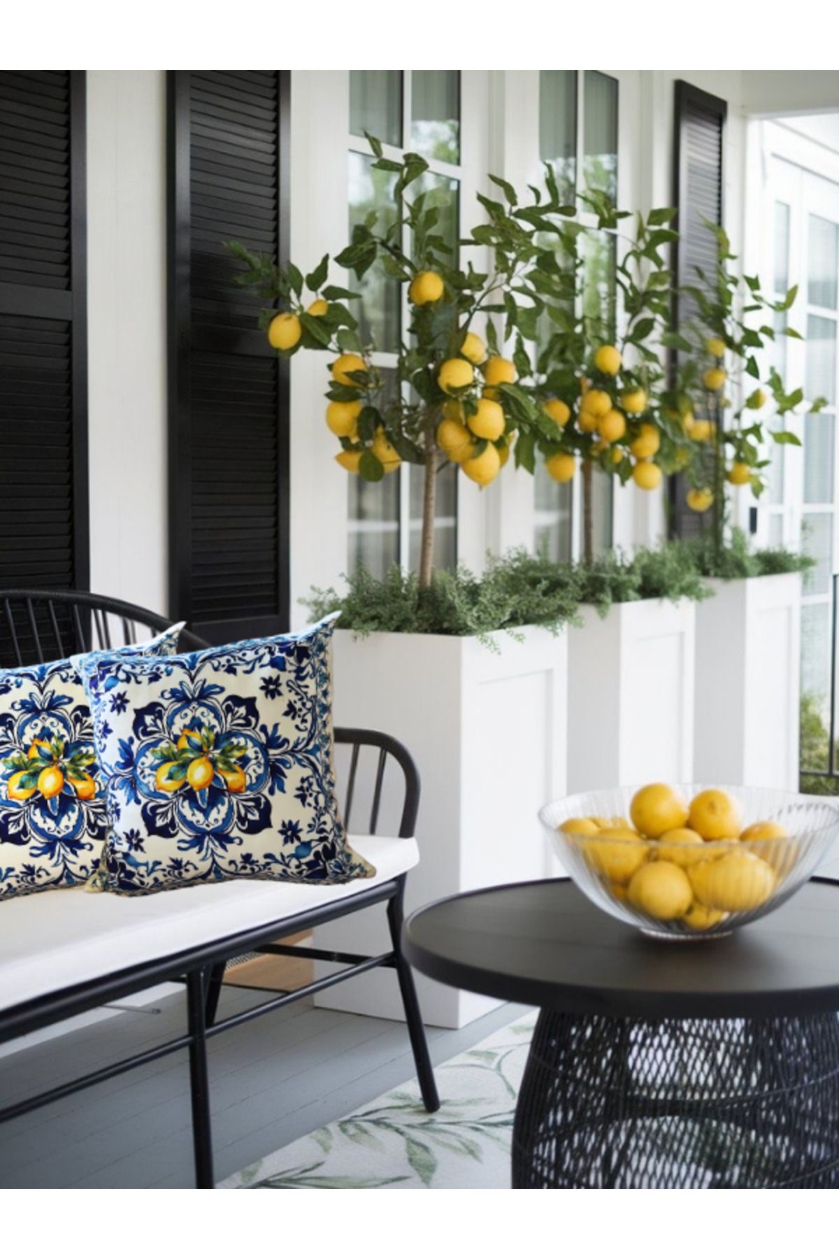 white rabbit home Amalfi Limon Desenli Kırlent