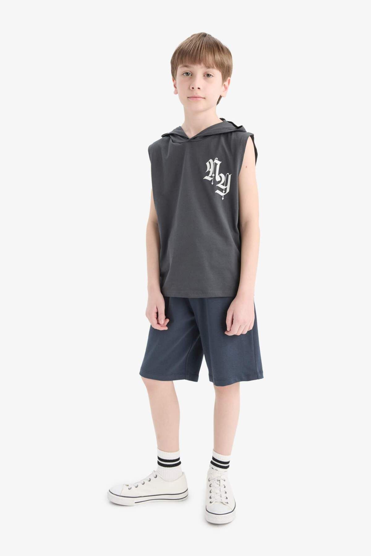 DeFacto-Boy's Basic Plain Shorts with Elastic Waist E0161A825Sm 2