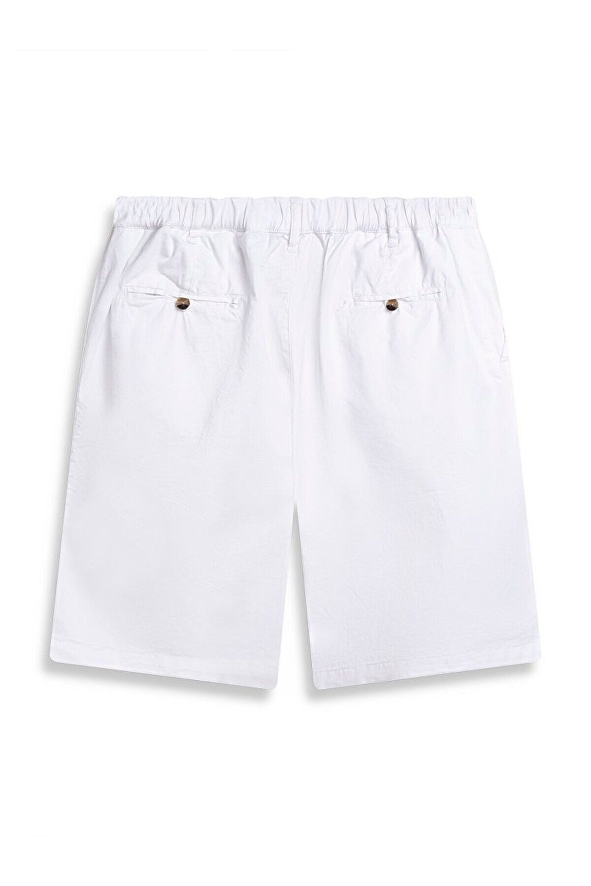 Ltb-Basic Midi Regular Gabardine White Shorts 2