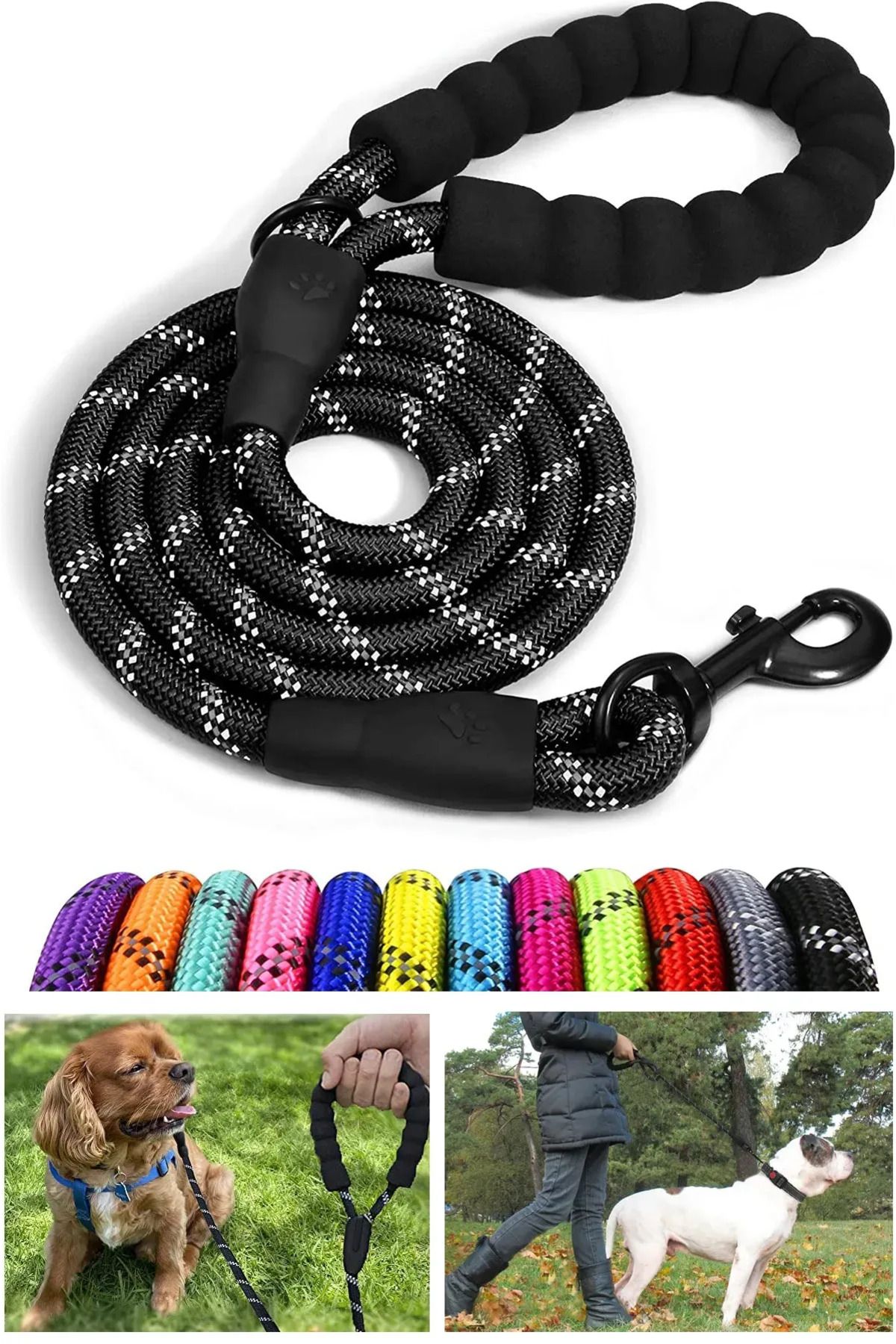 LİON PAW Köpekler Için Gezdirme Tasması Kayışı Reflektörlü 130 Cm Kayış Orta Ve Büyük Boy Köpekler