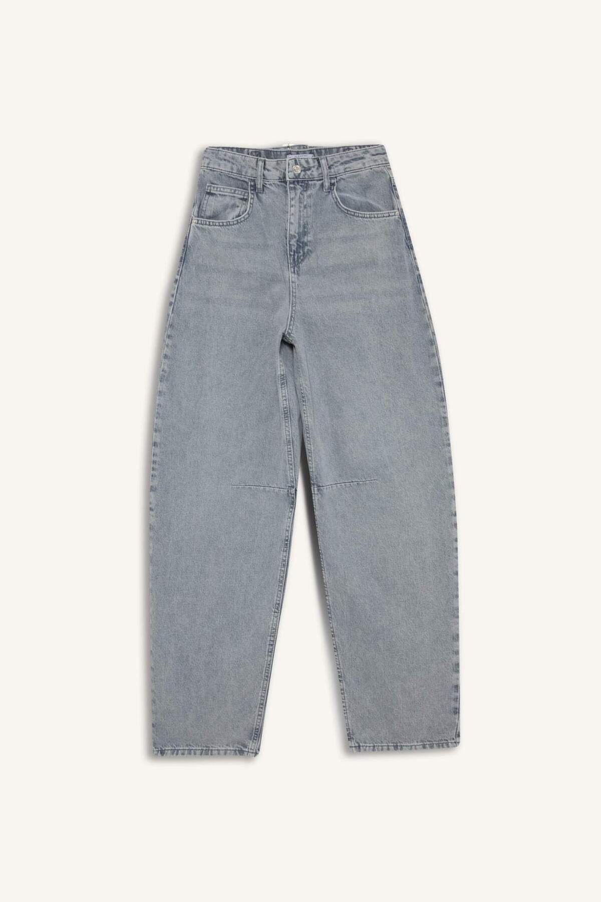 DeFacto Baggy Fit Yüksek Bel Uzun Jean Yıkamalı Pantolon E3186AX25SP