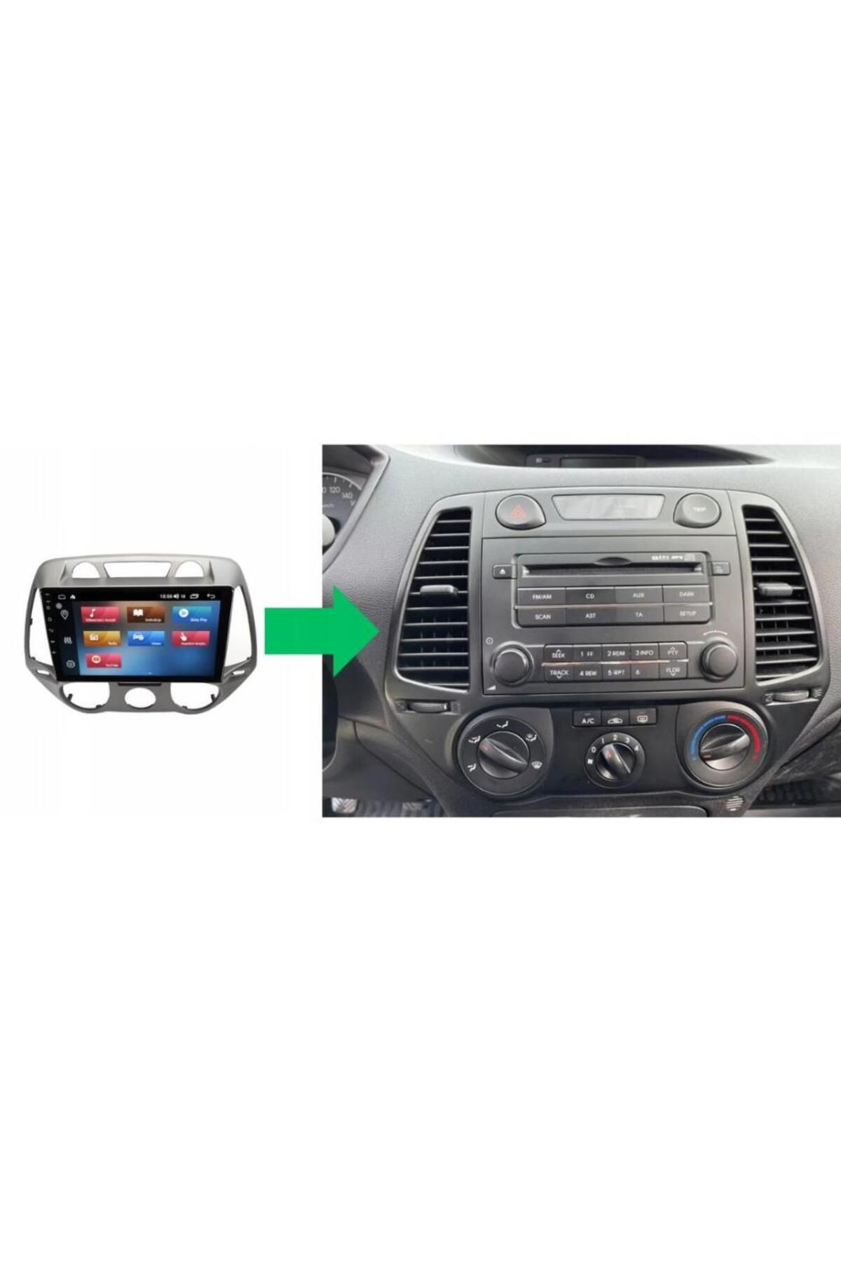 smartgo Hyundai İ20 Manuel Klima Android GPS Carplay 6+64 GB Kamera + Çerçeve Seti (2008-2012)