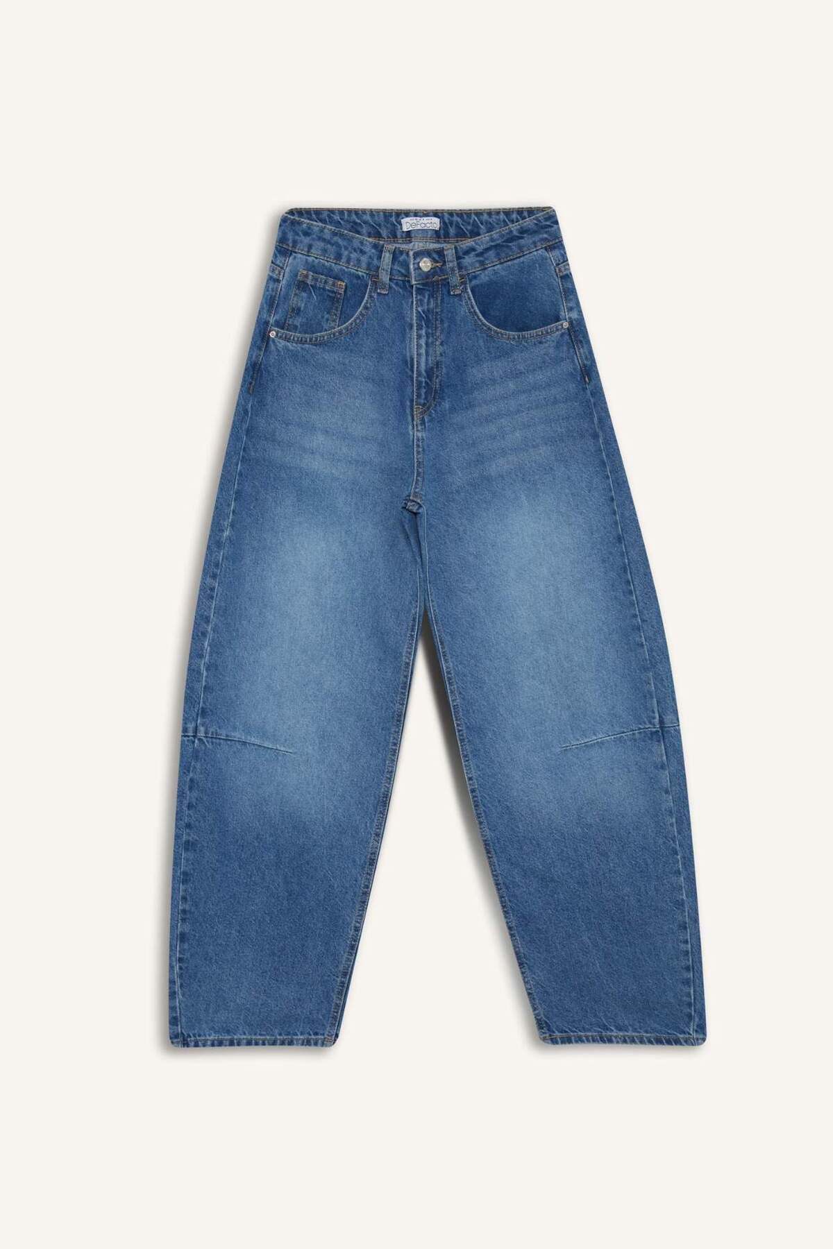 DeFacto Barrel Fit Normal Bel Bilek Boy Jean Yıkamalı Pantolon F5374AX25HS