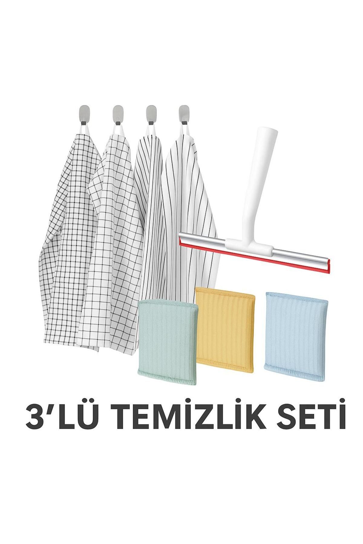 IKEA 3'lü Temizlik Seti | RINNIG 4'lü Temizlik Bezi + LILLNAGGEN Cam Silecek + PEPPRIG 3'lü Sünger