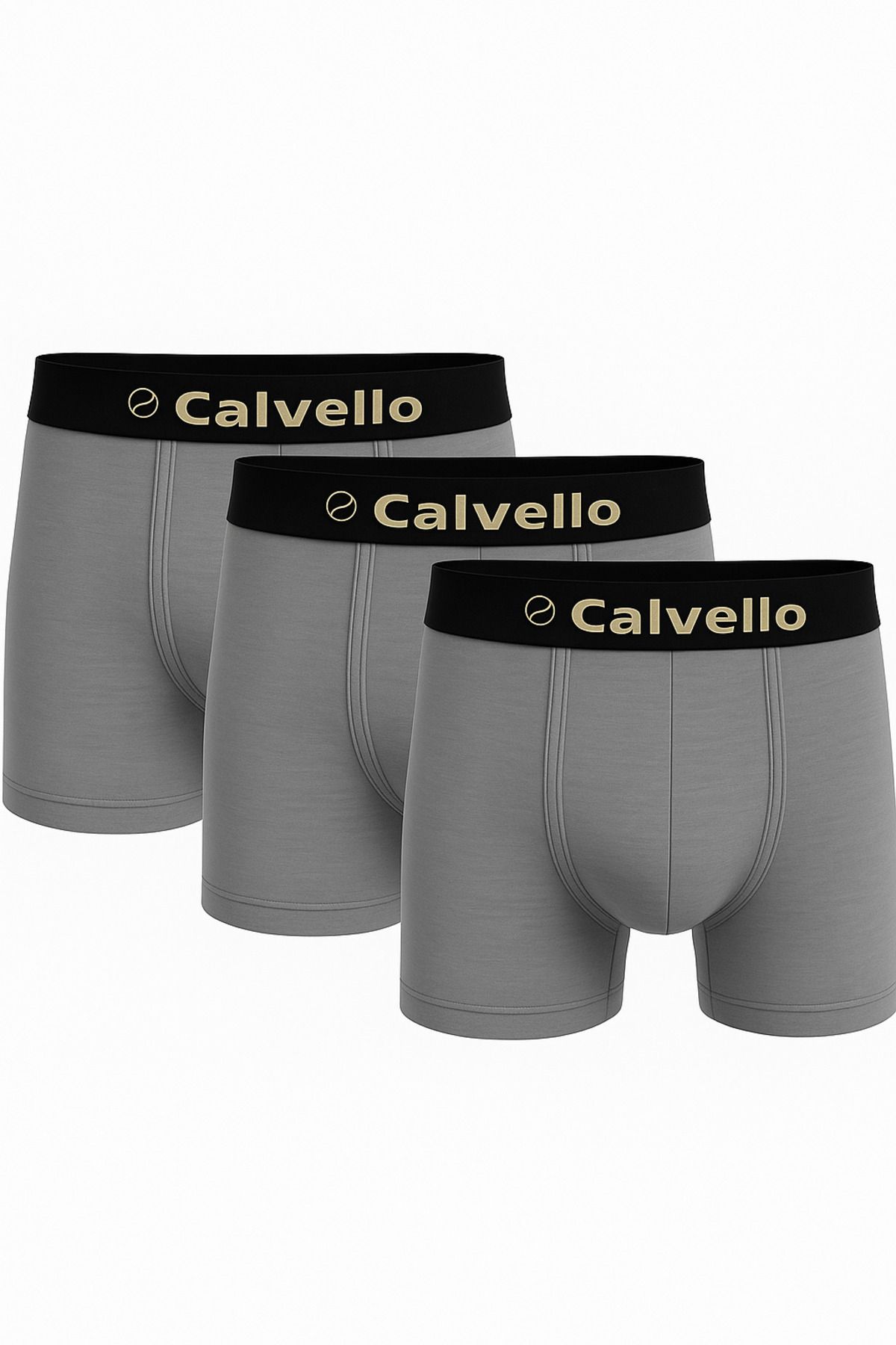 CALVELLO Erkek Boxer 3'lü Paket – Antrasit | Likralı Süprem | Body Fit
