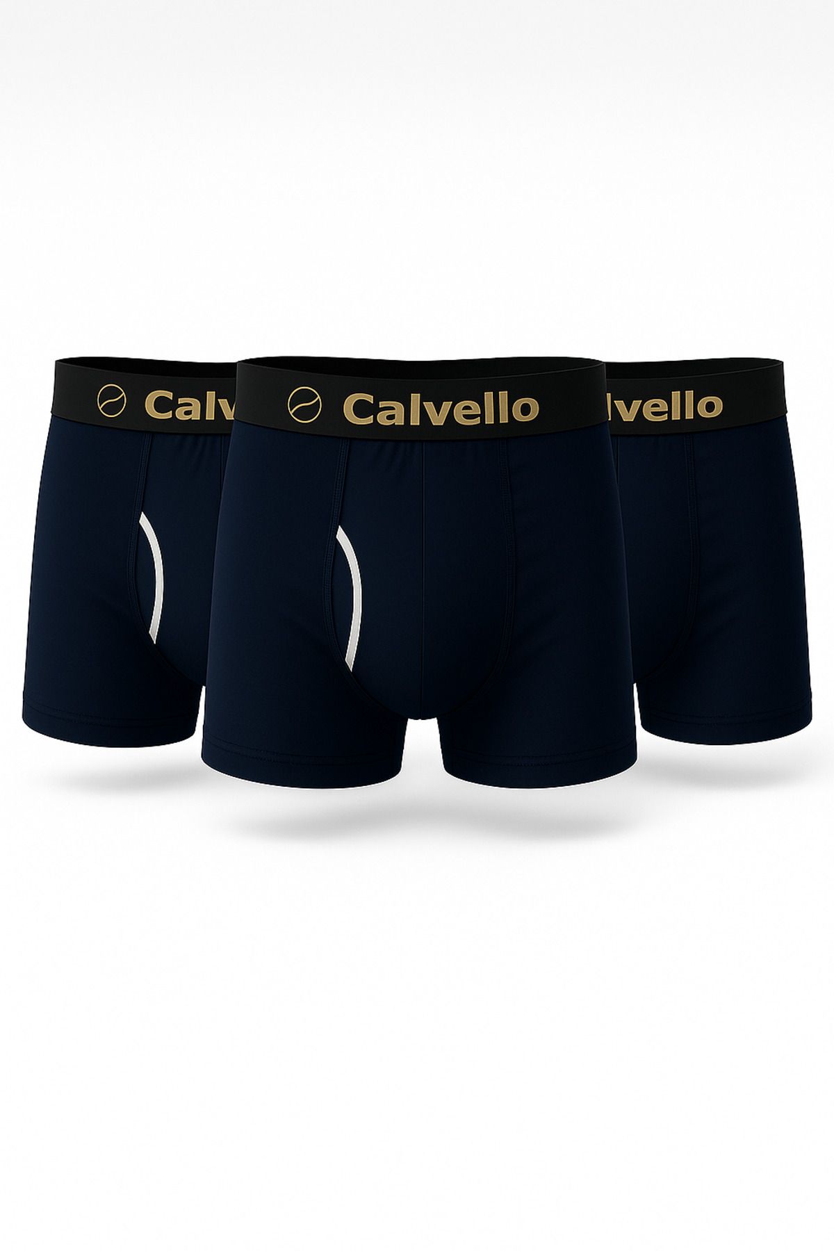 CALVELLO Navy Gold 3'lü Erkek Boxer Şort