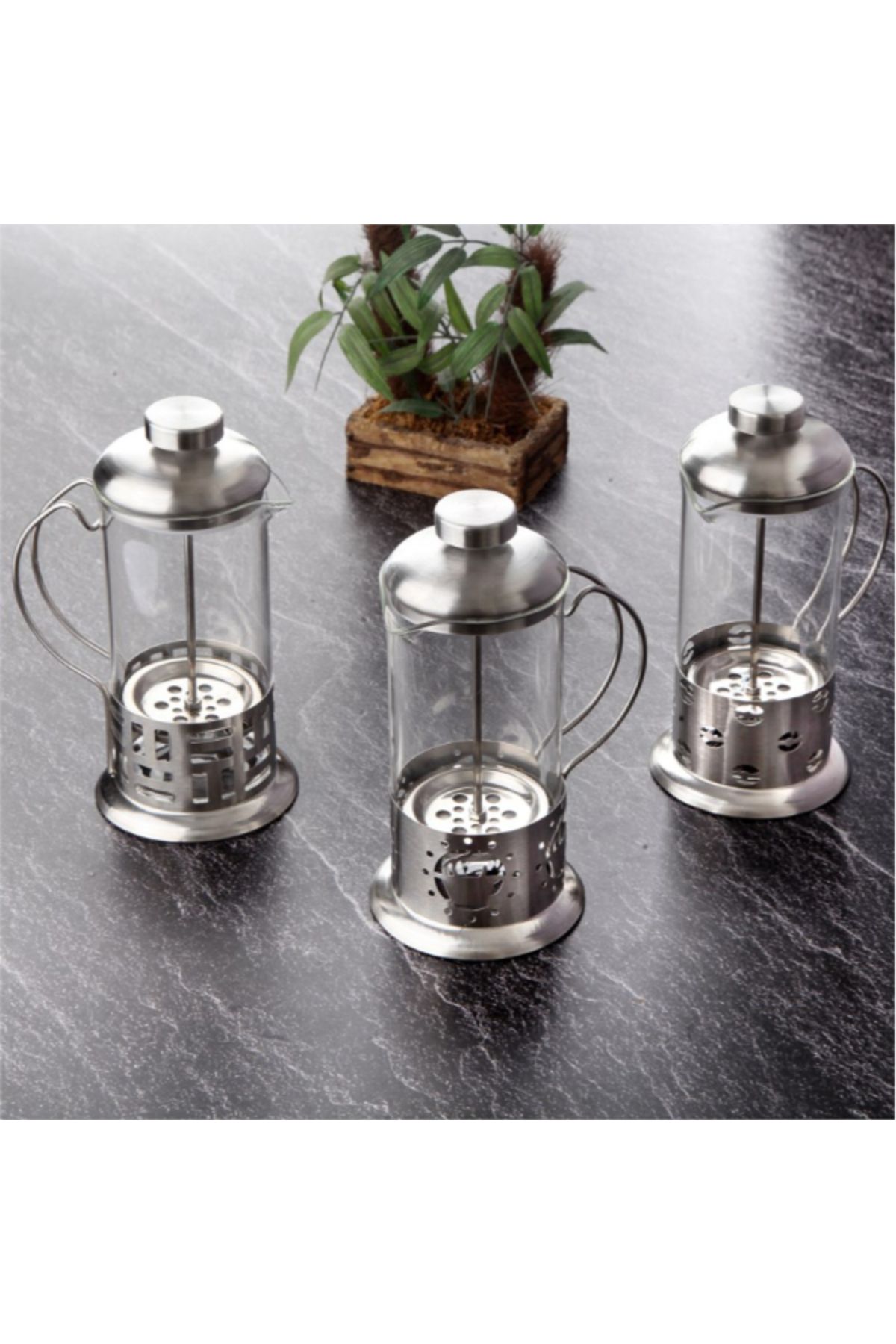 Linarx Çelik Kulplu Cam French Press - 350 ml