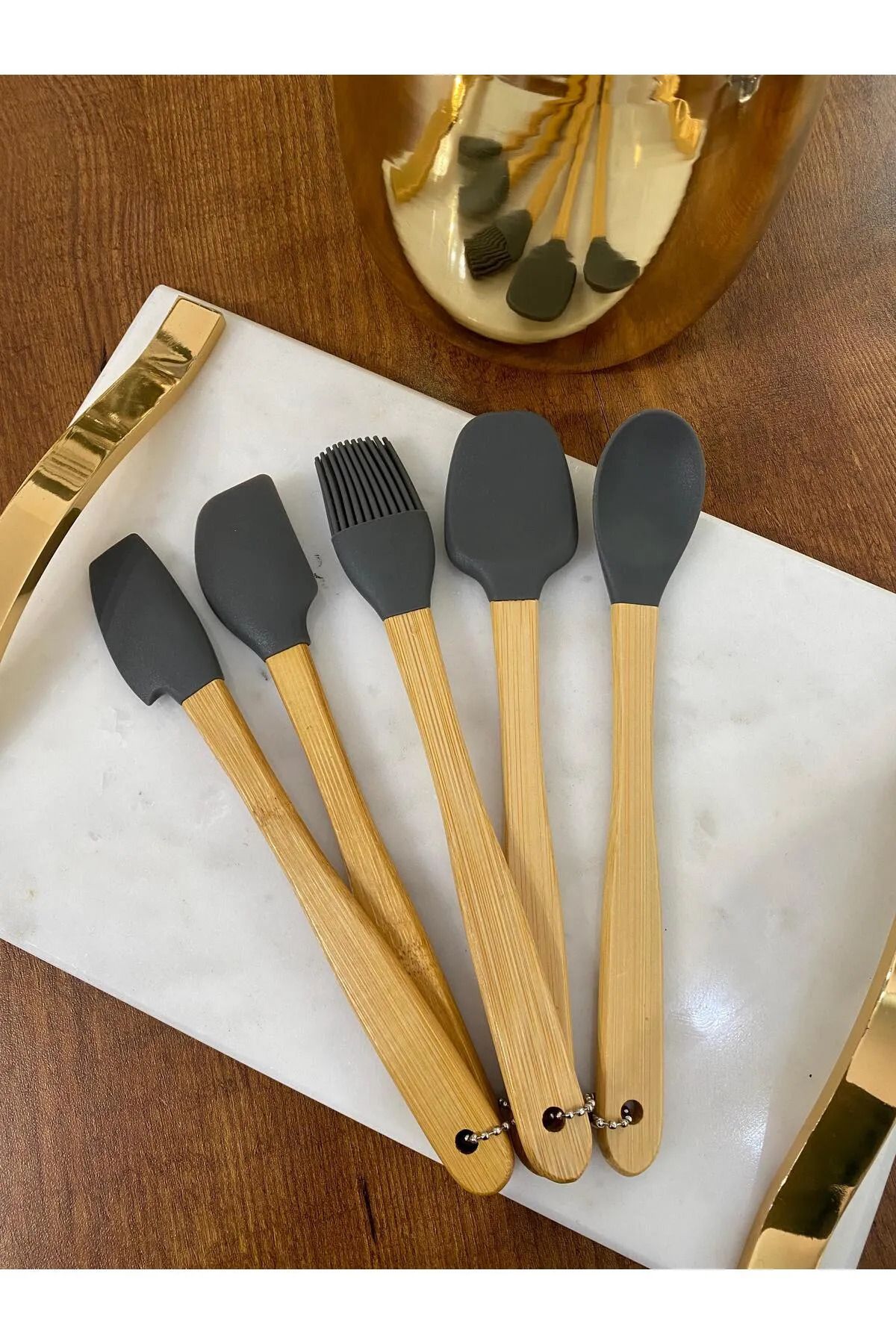 777Home Bambu Saplı 5 Parça Mini Spatula Seti