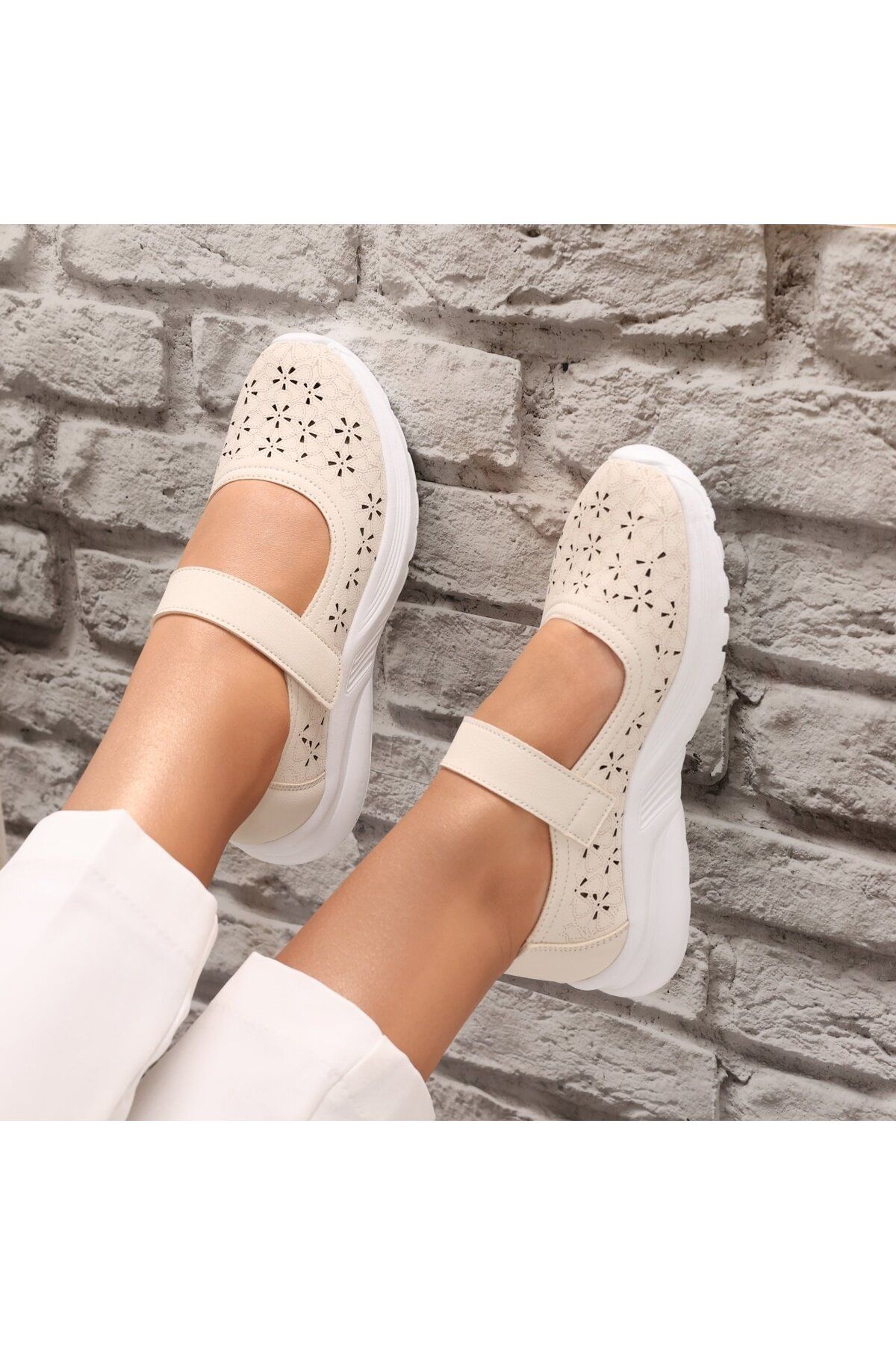 MODA STİL-Women's Casual Beige Shoes Made of Eco-Leather Lani, 36 7