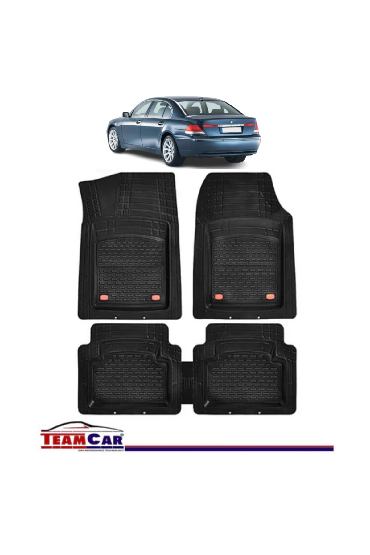 TEAMCAR-Covorașe auto tip tavă compatibile cu BMW Seria 7 E65/E66 (2001–2008), negre, material durabil 1