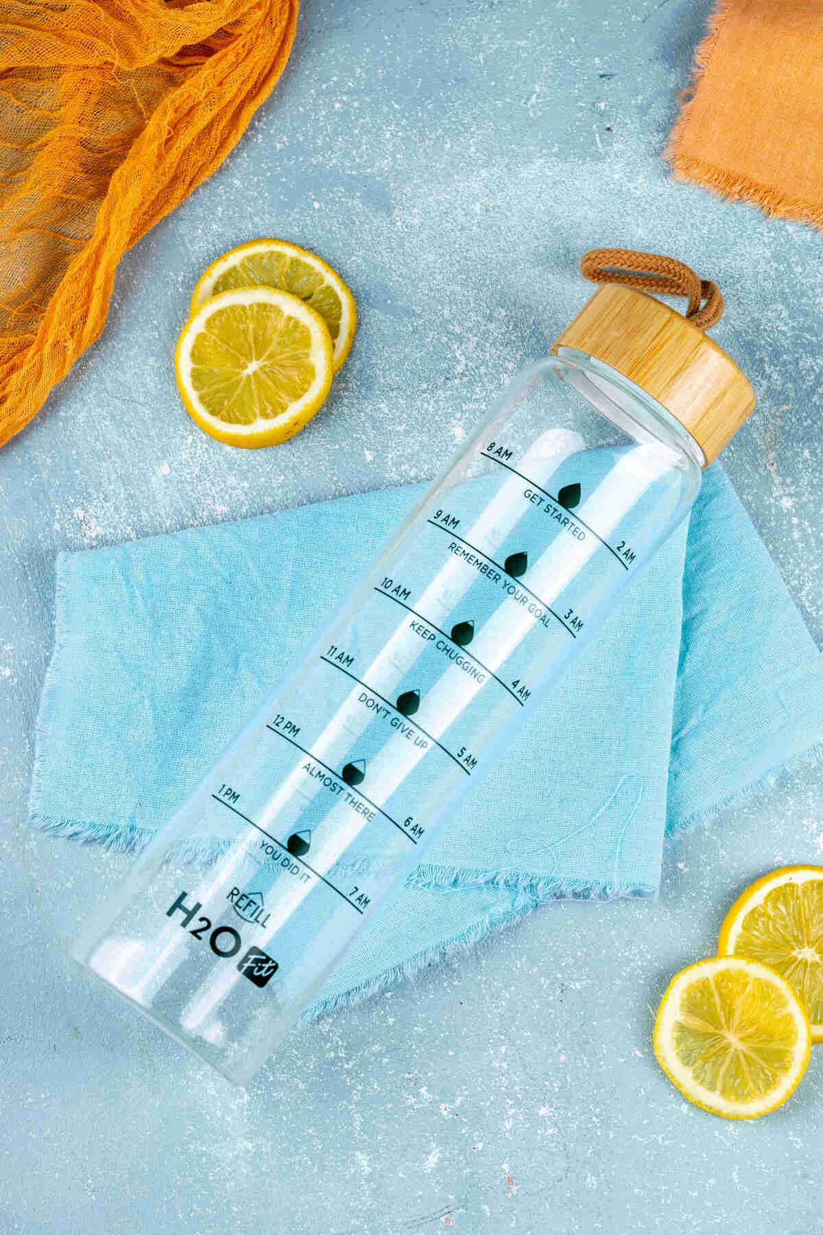 FH finehome-Move Fit 1 Lt Glass Flask with Bamboo Lid 2